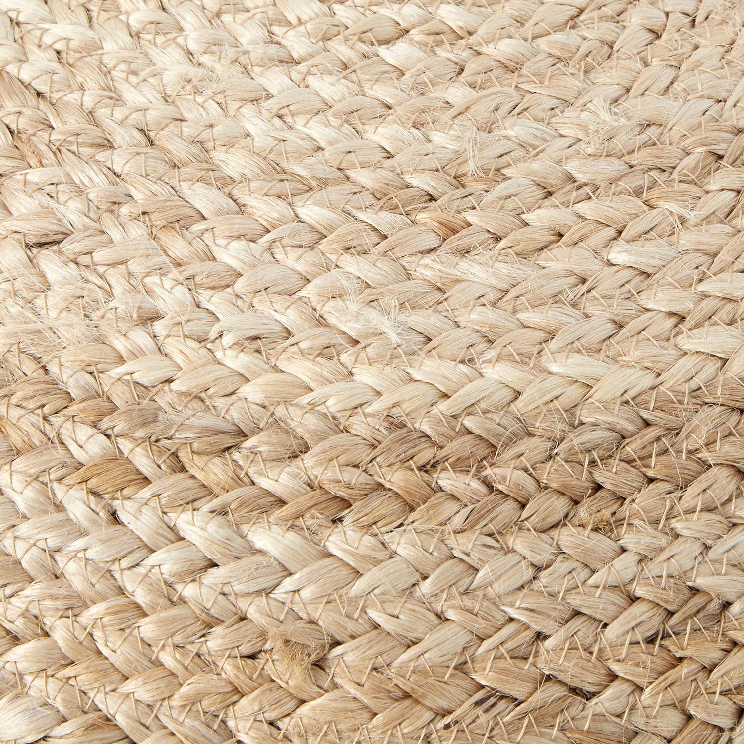 Sweed Valley Pouf Natural/White - Signature Design by Ashley: Braided, No Assembly, Jute Material