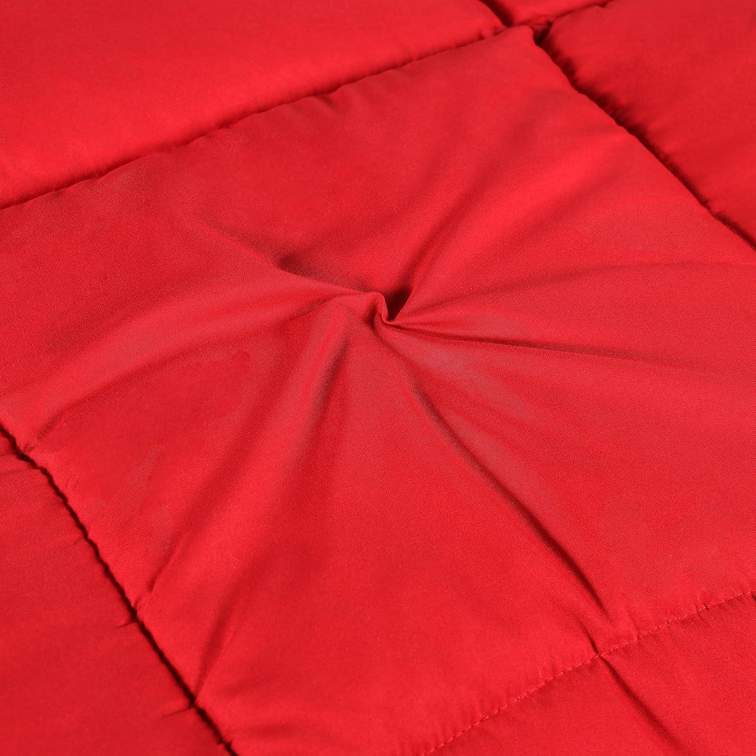 Twin Red Microfiber Reversible Comforter with Down Alternative Fill