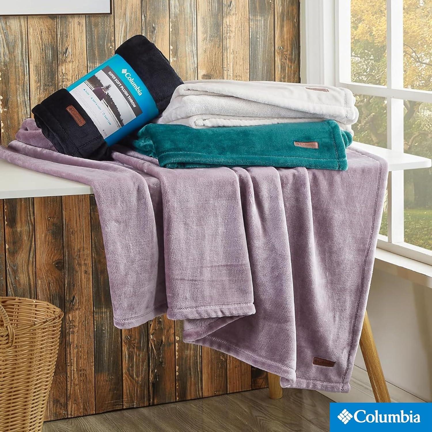 Columbia 50" x 60" Super Plush Lightweight Throw Blanket - Outdoor Essentials for Camping, Picnics, and Adventures, Soft and Cozy Home Essentials for Bed and Living Room - Night Wave