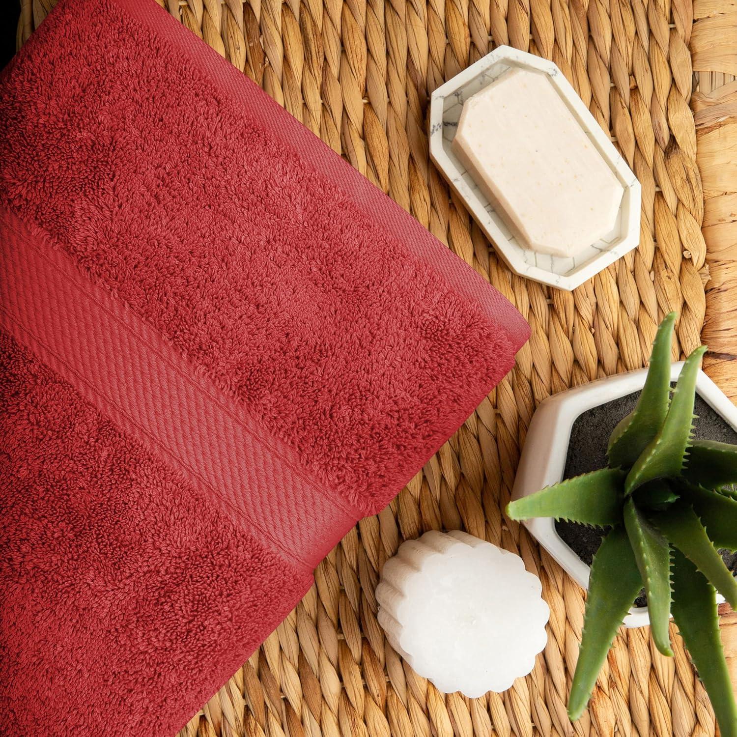 Superior Egyptian Cotton Pile Bath Towel Set of 2, Ultra Soft Luxury Towels, Thick Plush Essentials, Absorbent Heavyweight, Guest Bath, Hotel, Spa, Home Bathroom, Shower Basics, Coral