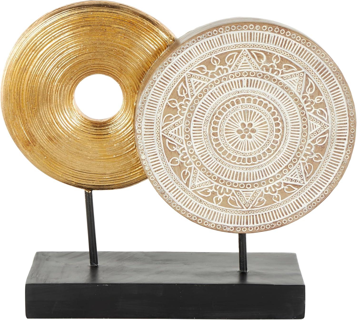 5" x 14" Gold Metal Geometric Sculpture, by DecMode