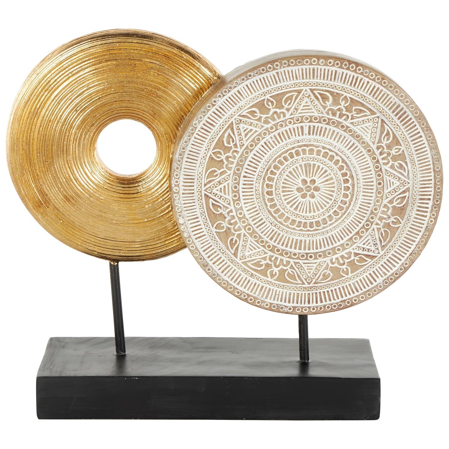 5" x 14" Gold Metal Geometric Sculpture, by DecMode