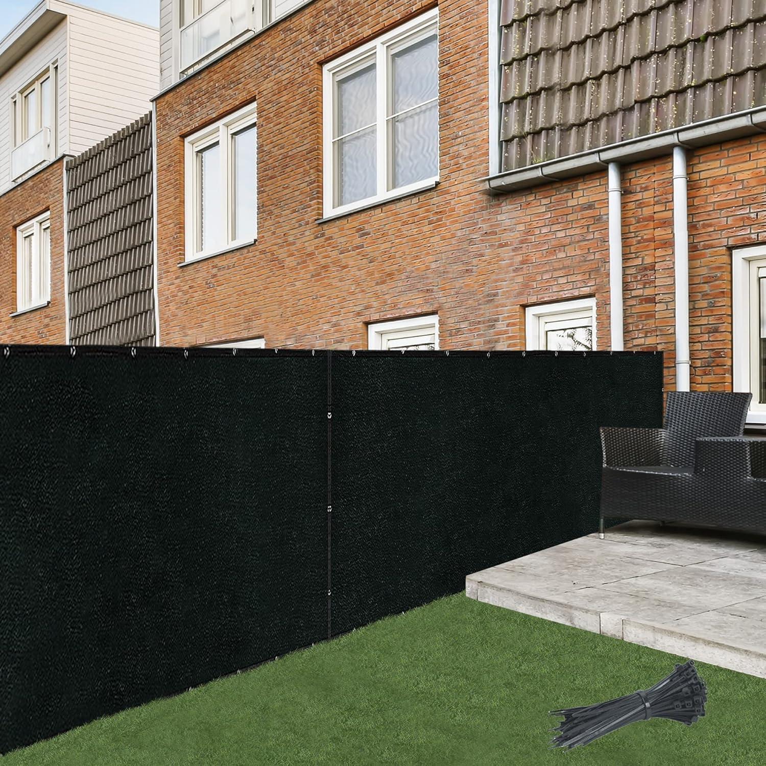 ASTEROUTDOOR Balcony and Fence Privacy Screen 3' x 10' with 90% Shade Rating - Black 170 GSM Polyethylene Fabric