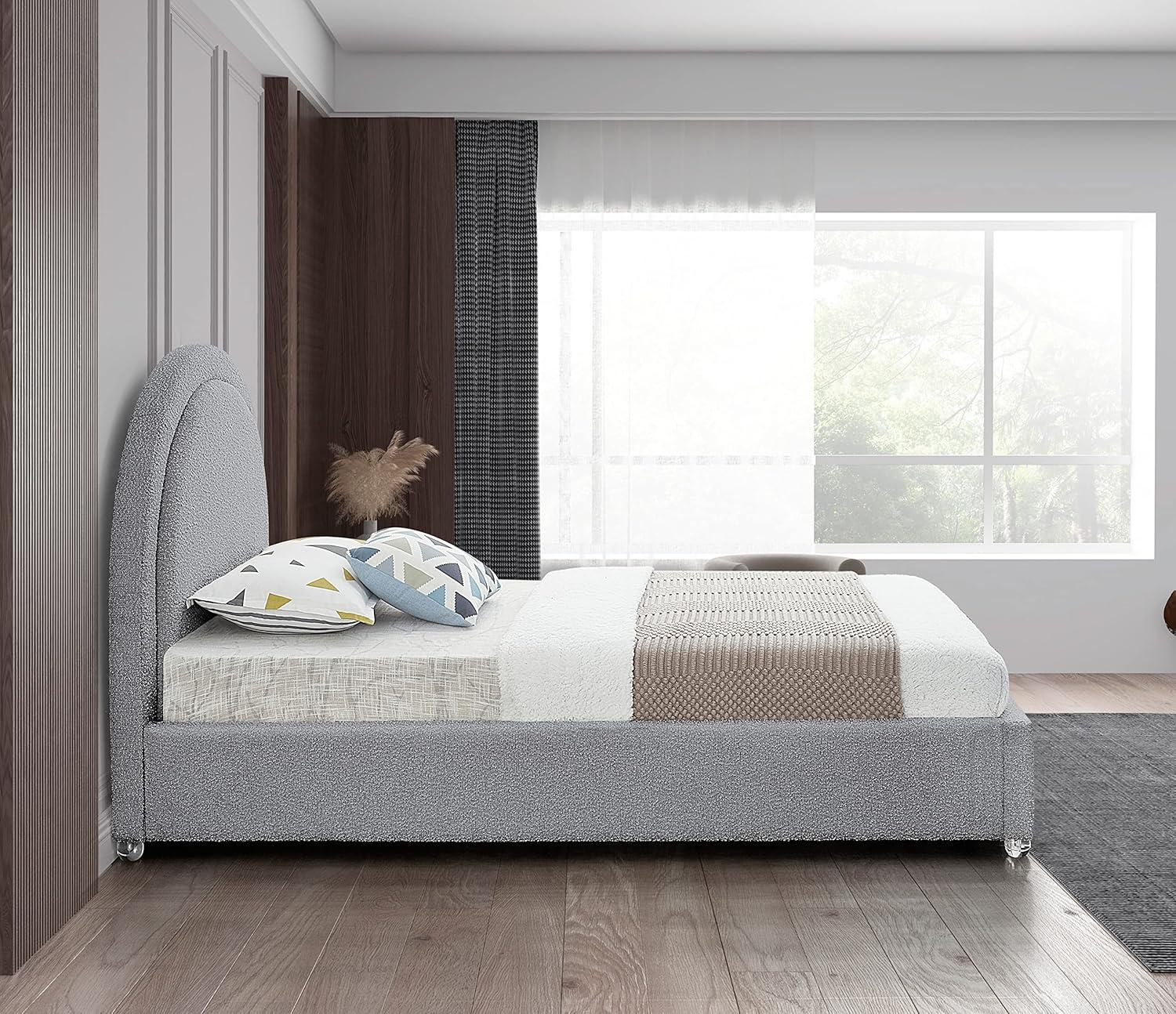 Meridian Furniture Milo Grey Fabric Twin Bed
