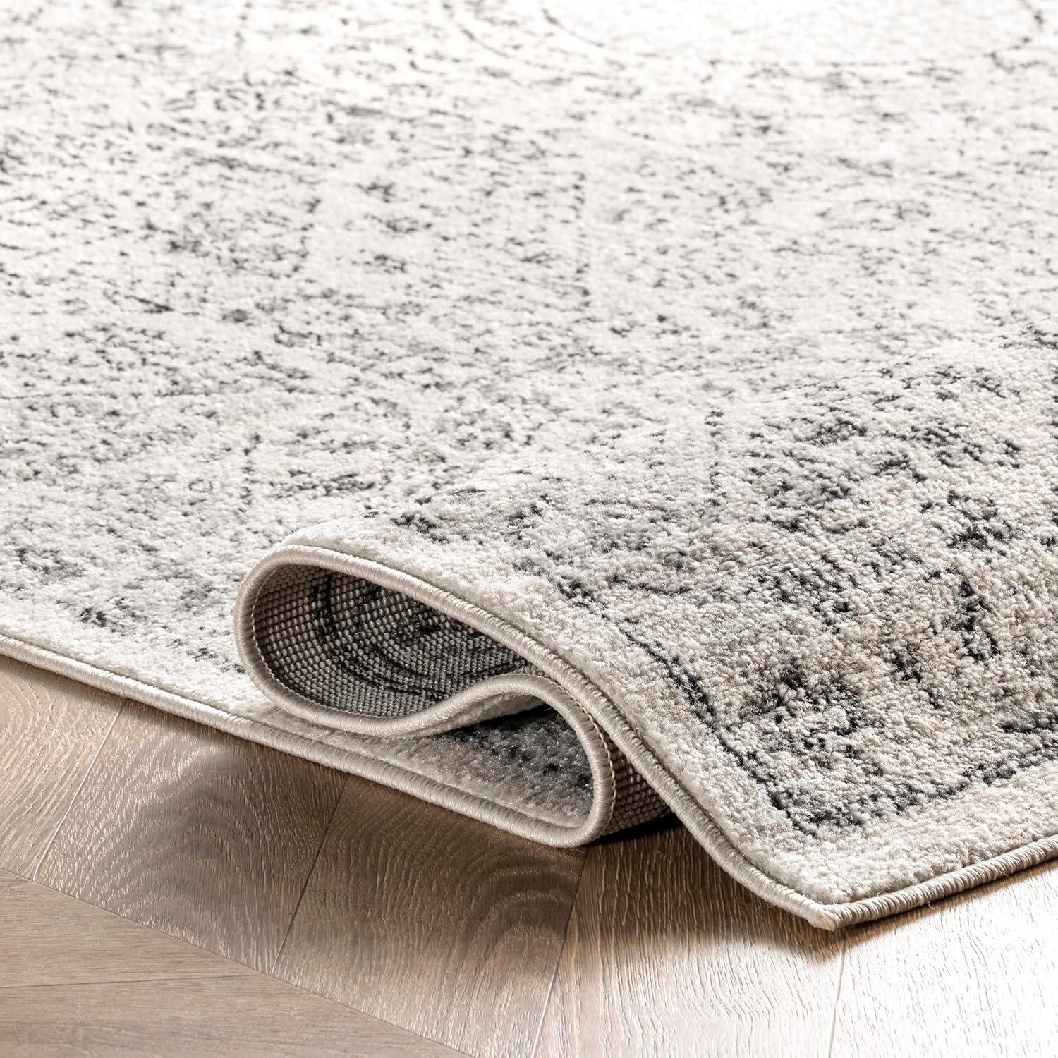 Reversible Gray Synthetic 8' x 10' Easy Care Area Rug