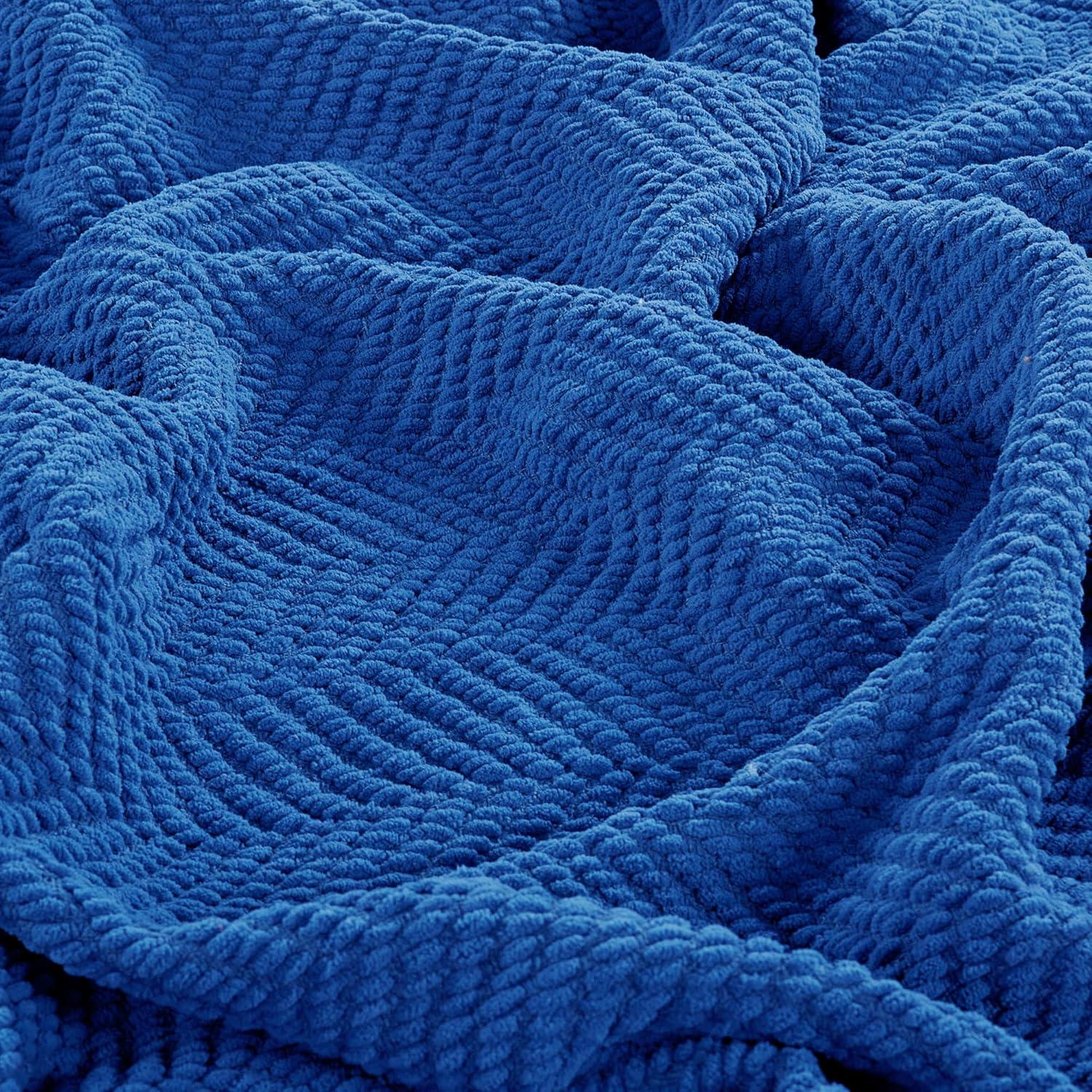 Home Soft Things Reversible Tweed Throw Blanket, Super Soft & Cozy - Snorkel Blue, 50x60"