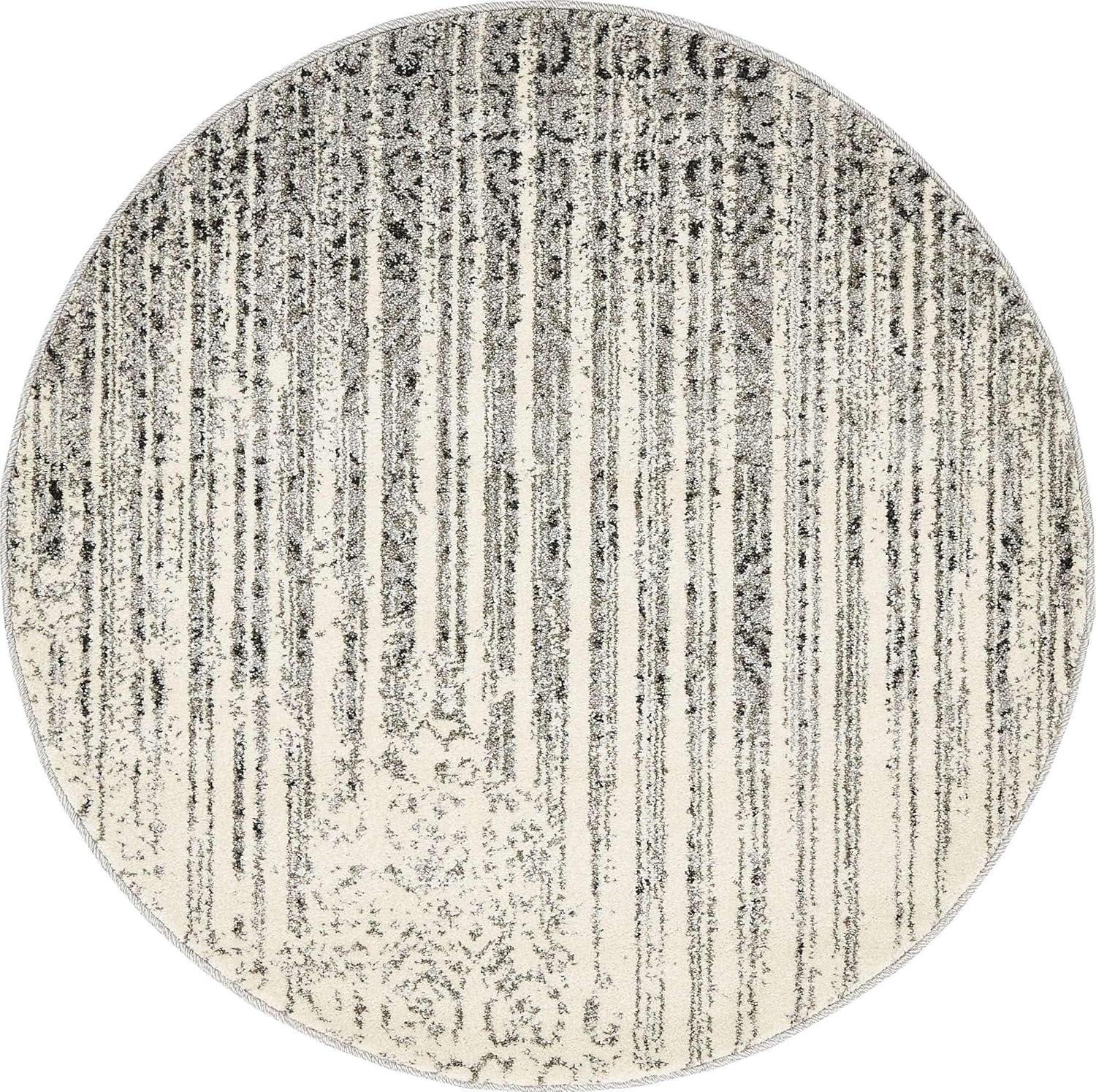 Unique Loom Del Mar Collection Area Rug - Jennifer (3' 3" Round Gray/Black)