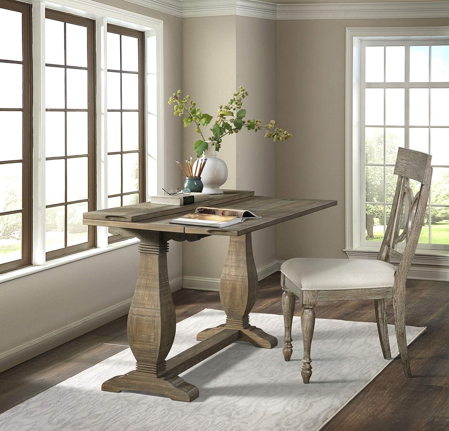 Versatile Farmhouse Flip-Top Console Table in Reclaimed Natural Pine