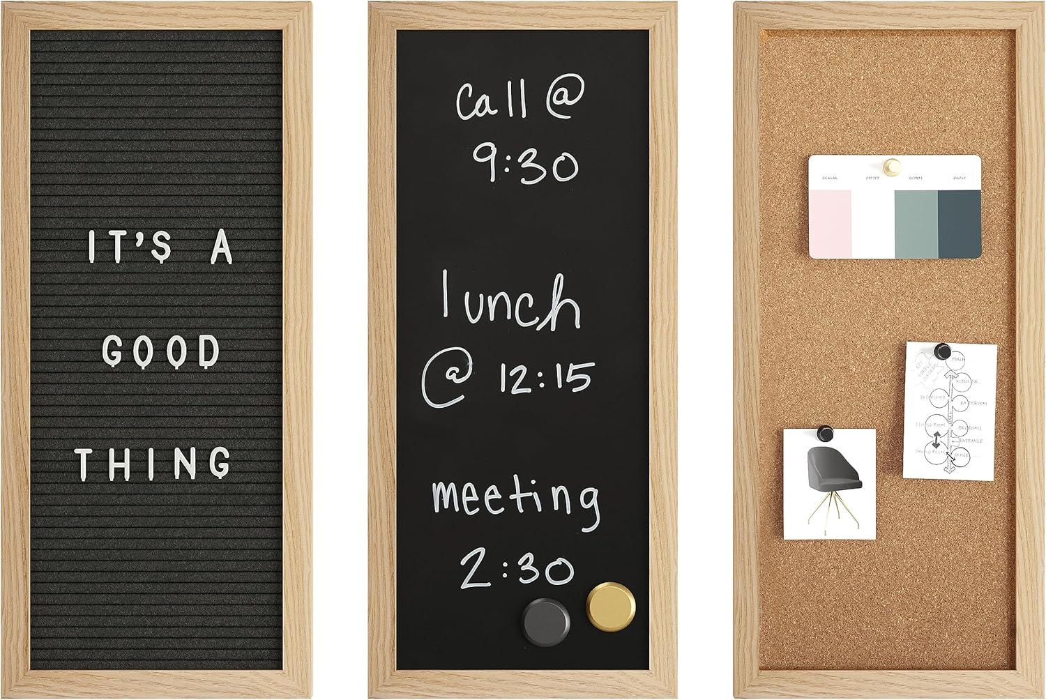 Thomas Martha Stewart Cork Board, Chalk Board, Letter Board Set with Included Push Pins, Magnets, Liquid Chalk