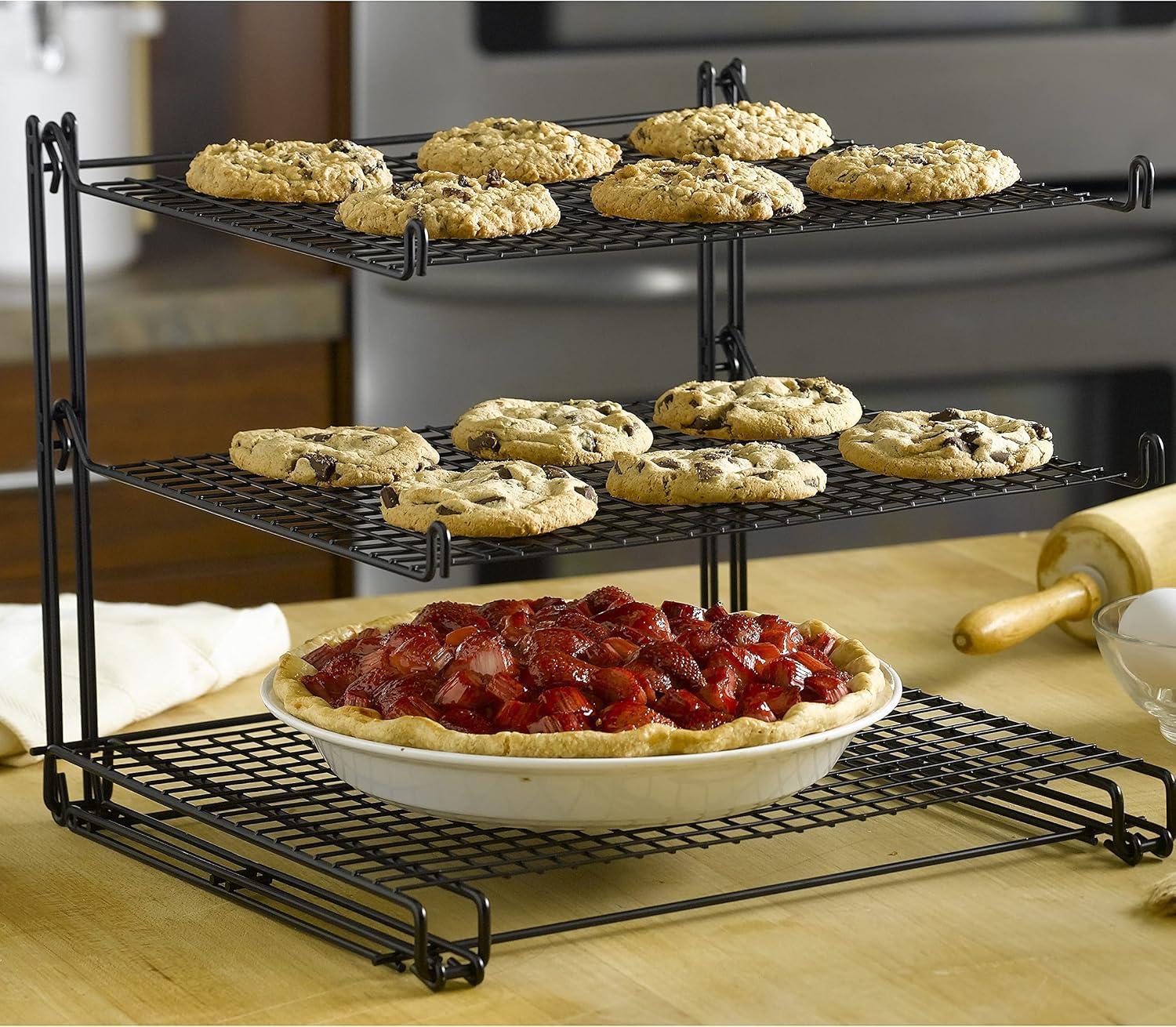 Black 3-Tier Non-Stick Wire Mesh Cooling Rack