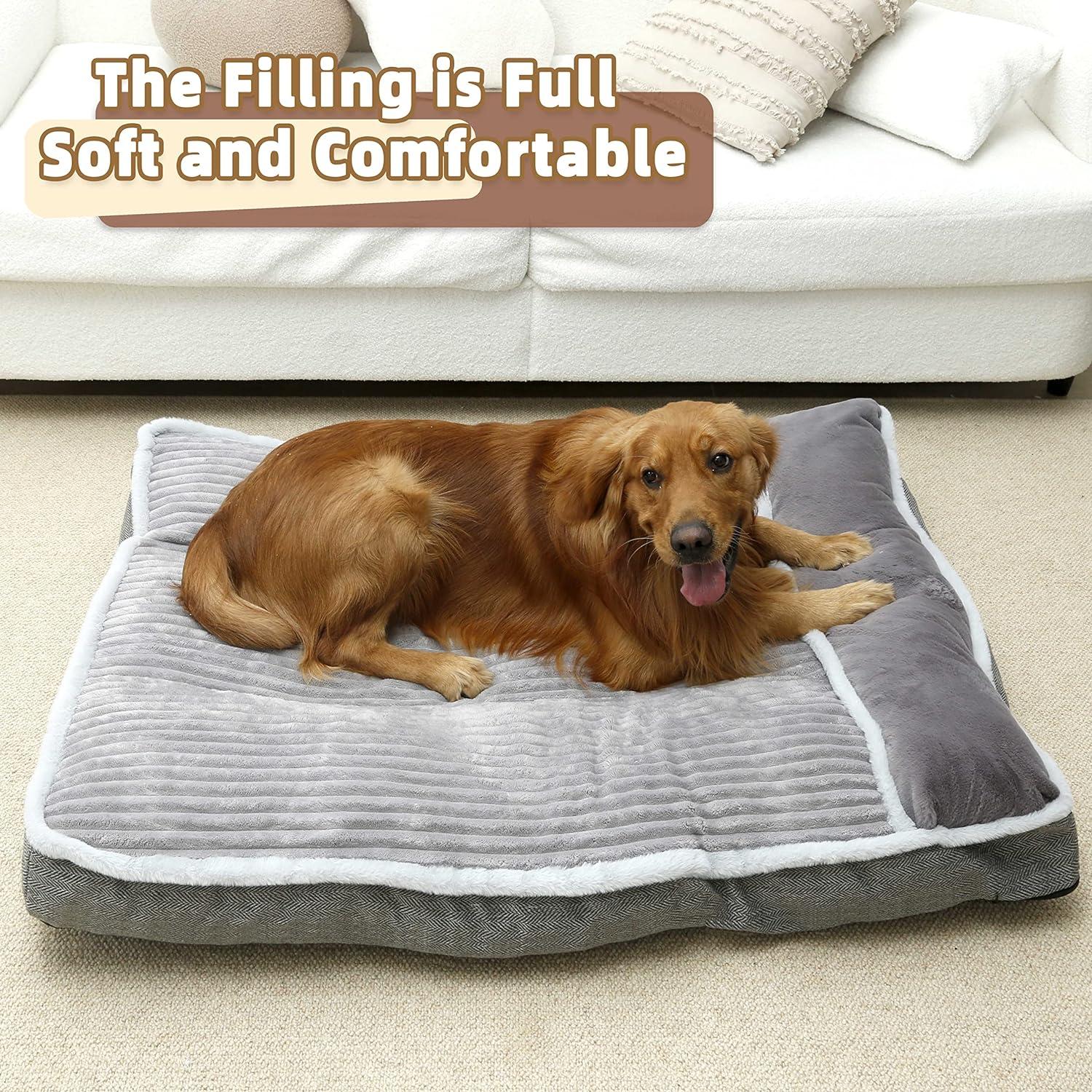 Large Dog Bed With Pillow For Crate Kennel, Sofa Dog Bed, Super Soft Pet Bed For Medium, Jumbo, Furniture