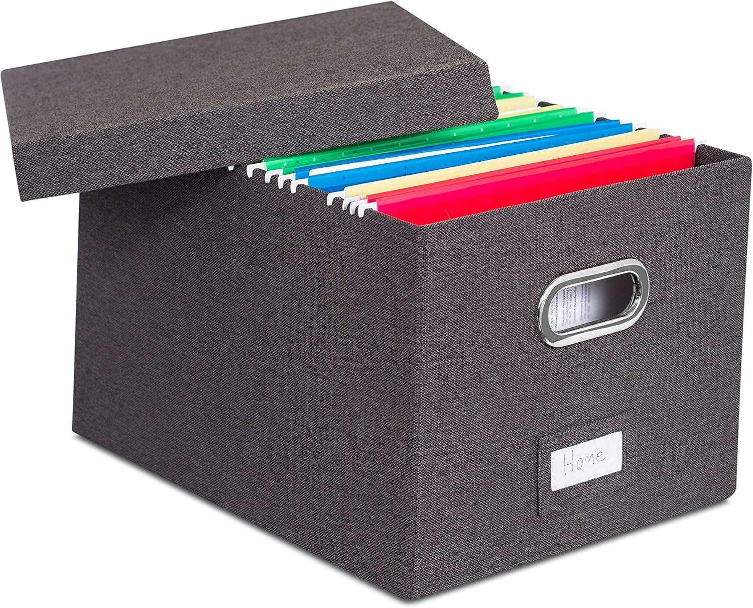 Internet's Best Collapsible File Box Storage Organizer with Lid - 1 Pack - Charcoal