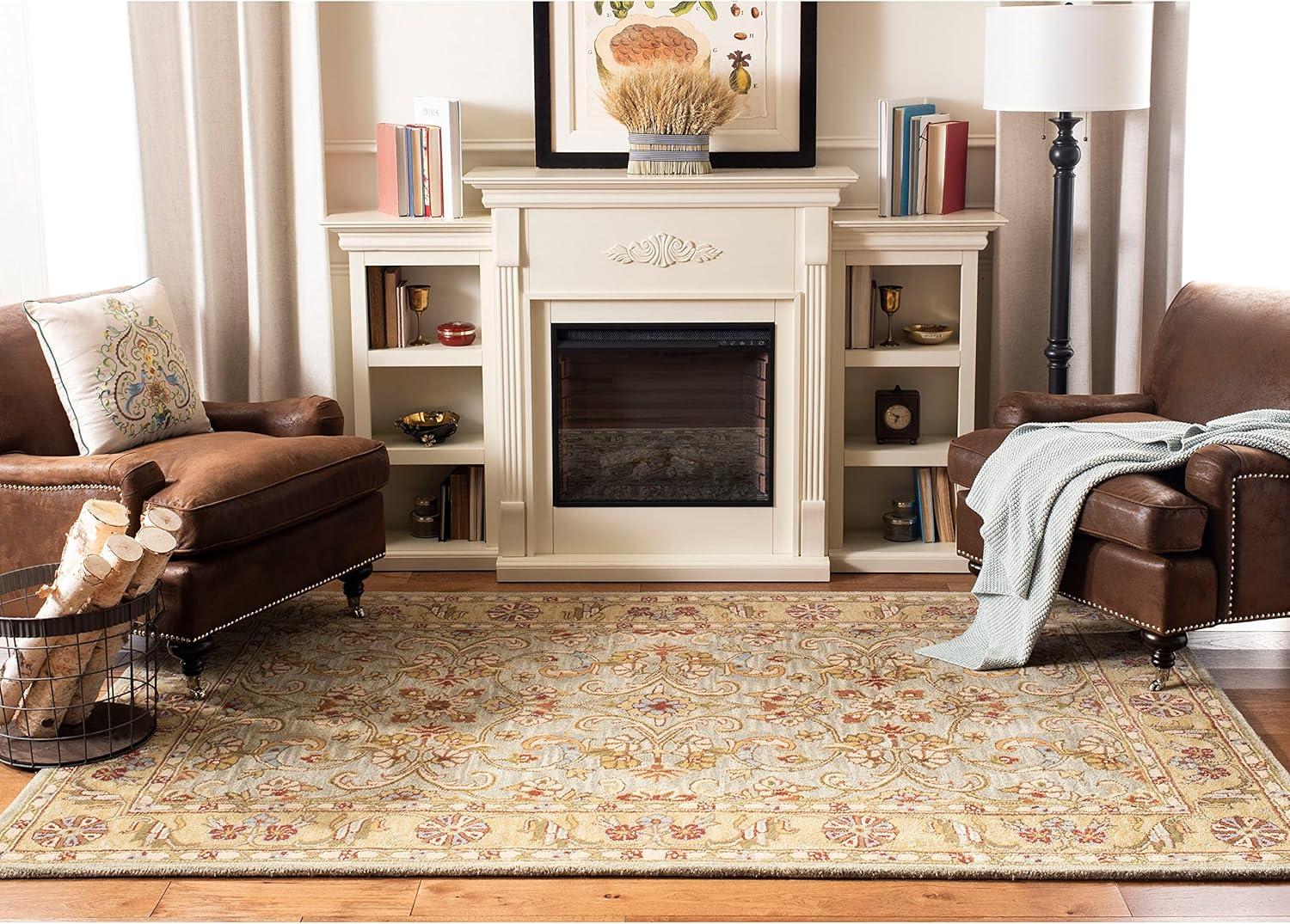 SAFAVIEH Classic Simonette Floral Wool Area Rug, Grey/Light Gold, 8'3" x 11'