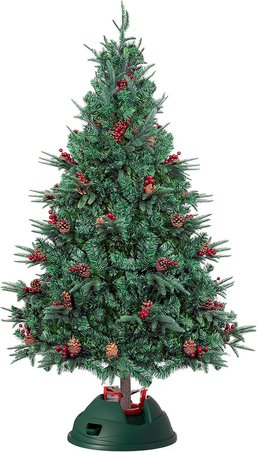 Indoor Automatic Green Christmas Tree Stand With Water Reservoir, Adjustable Metal Claws