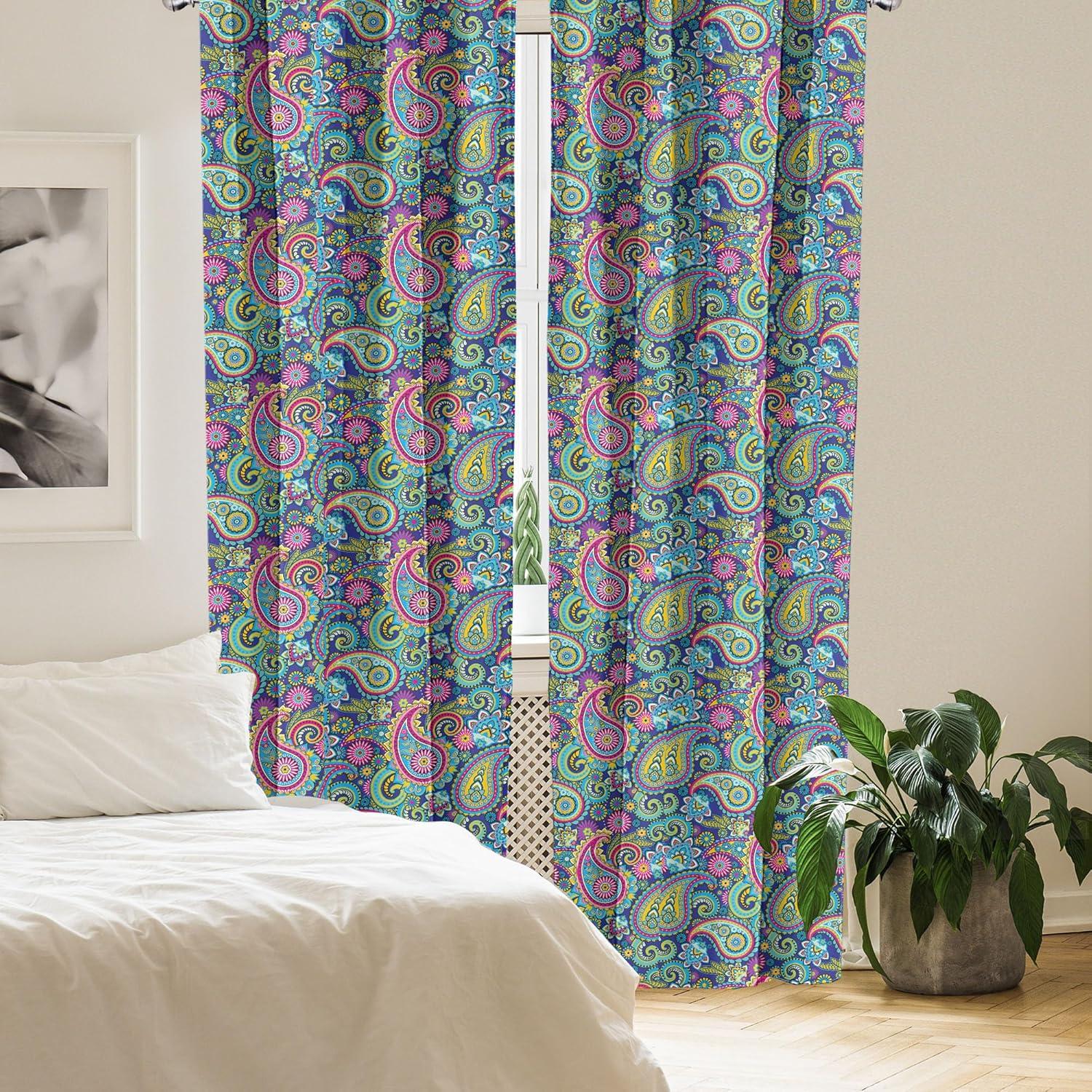 Paisley Semi-Sheer Rod Pocket Curtain Panels (Set of 2)