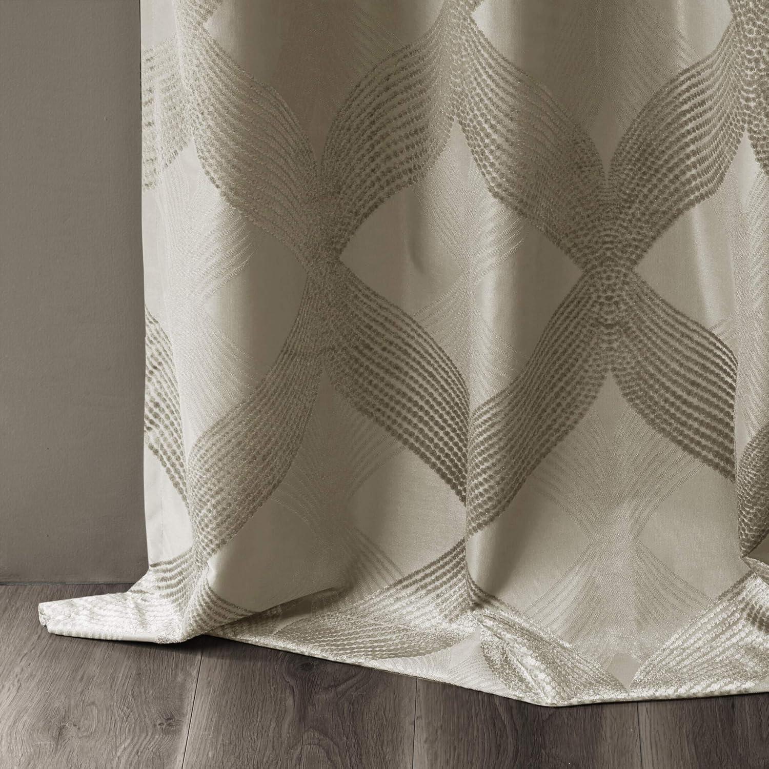 Madison Park Bentley Ogee Knitted Jacquard Geometric Total Blackout Single Curtain Panel