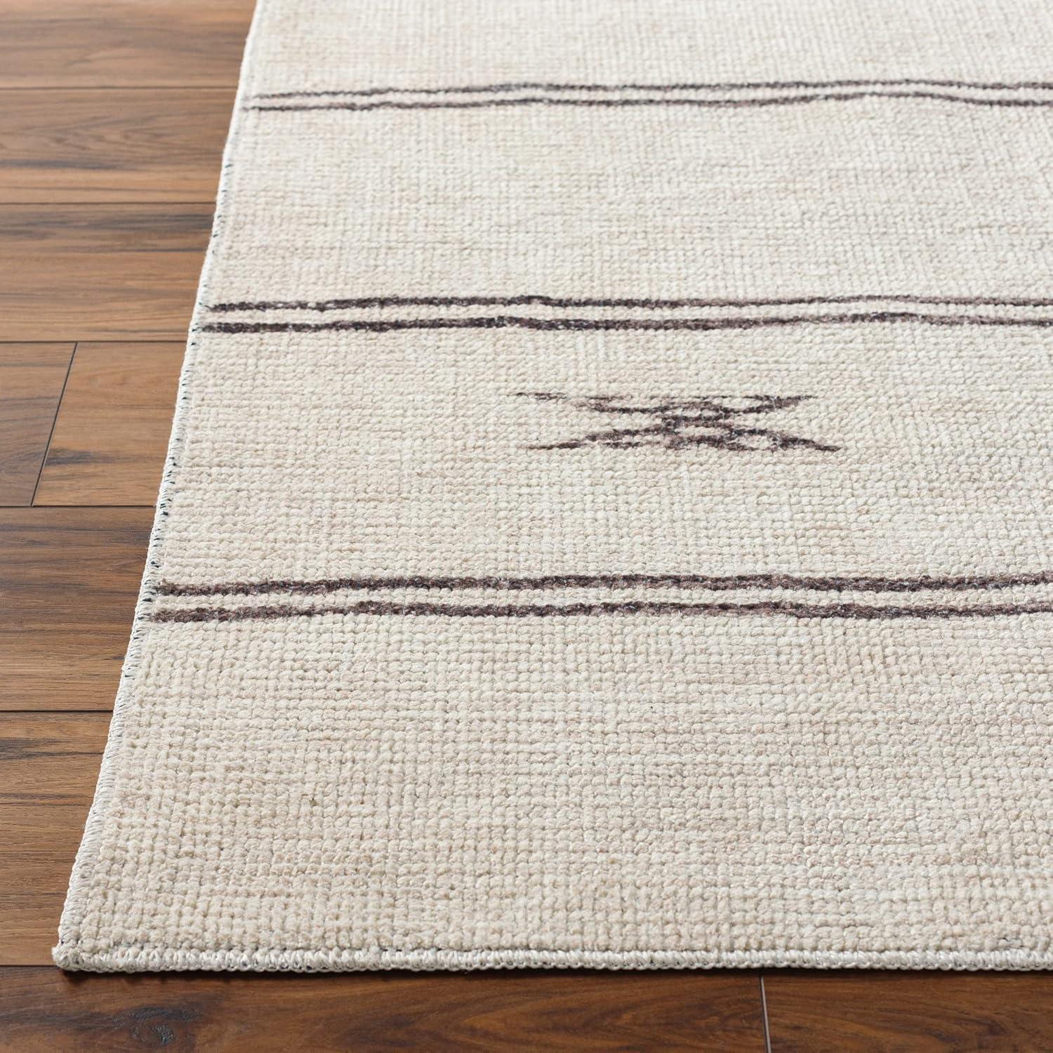 Modern Striped Gray Synthetic 5'3" x 7' Area Rug