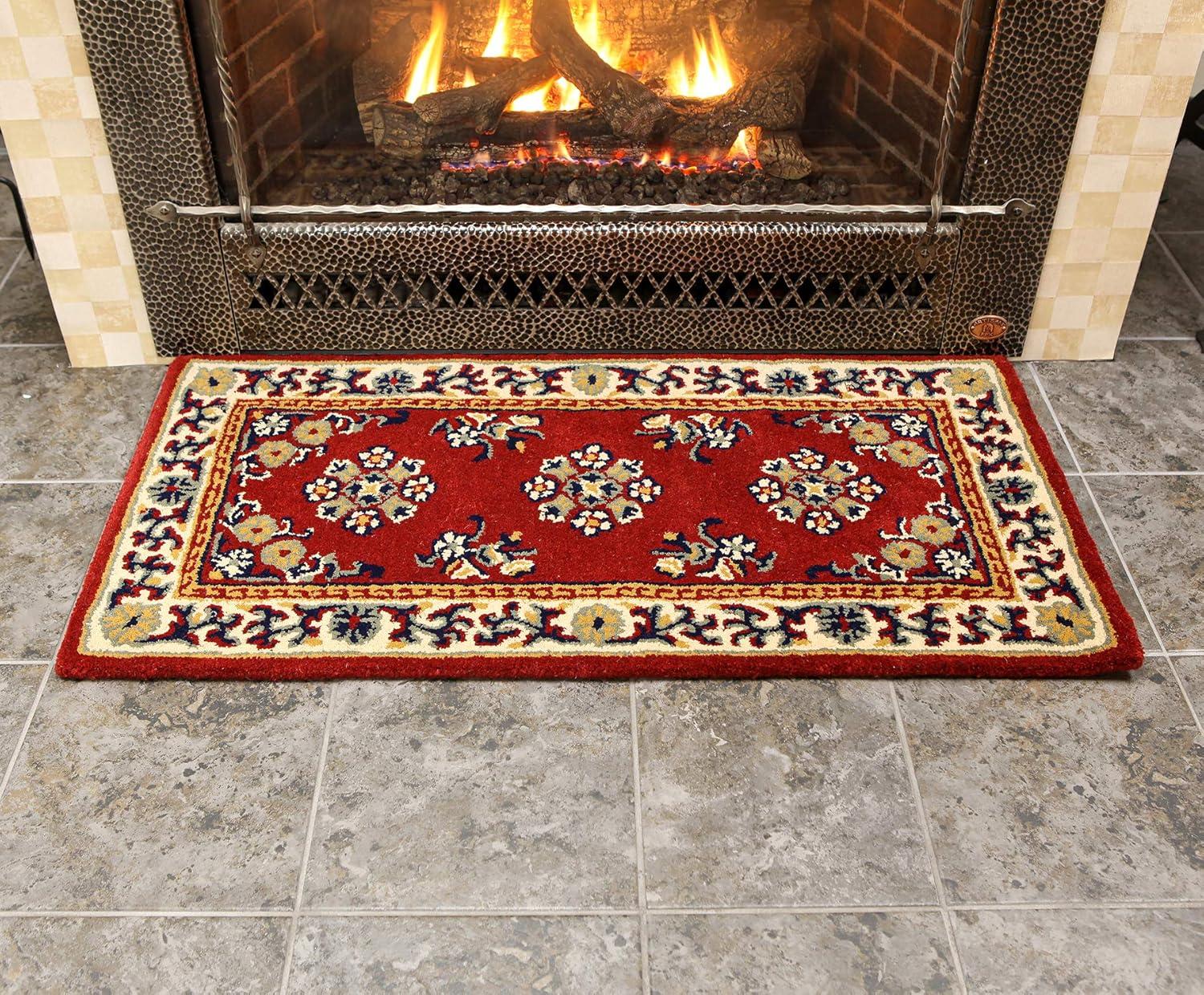 ACHLA Designs 44" Long Minuteman International Oriental Rectangular Hearth Rug: Wool, Fire-Resistant