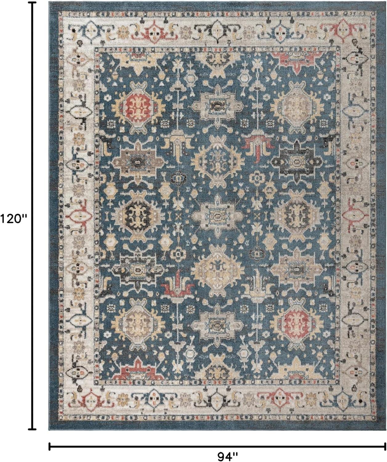Gertmenian Heirloom Hadley Traditional Oriental Border Blue Tan Polypropylene Area Rug