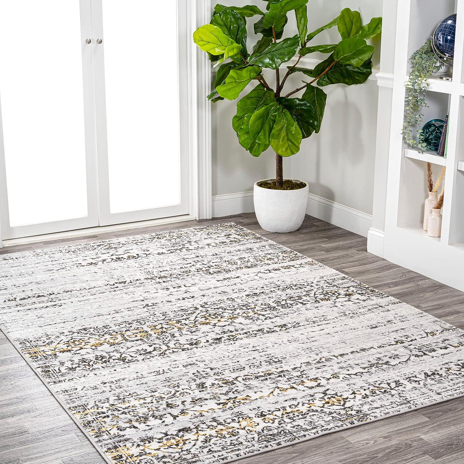 JONATHAN Y Tidal Modern Strie' Ivory/Black 3 ft. x 5 ft. Area Rug