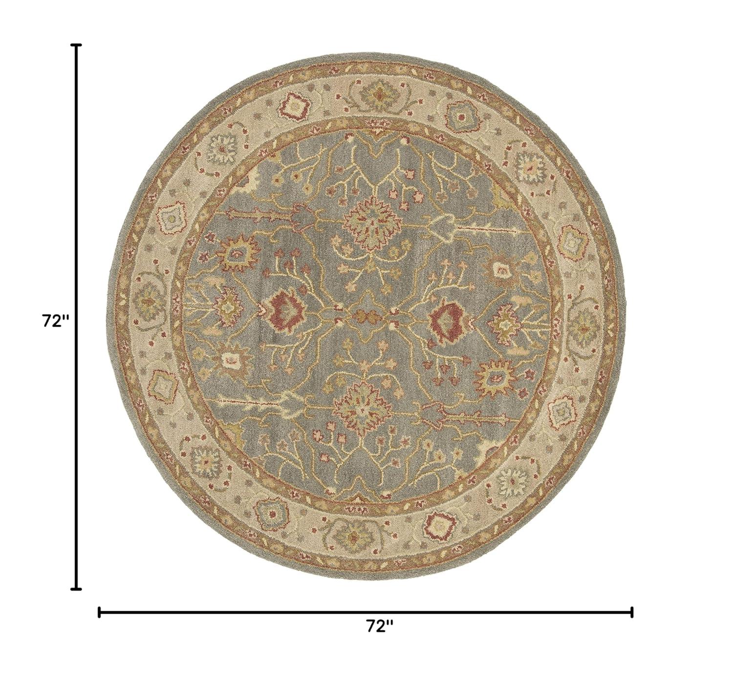 Antiquity AT314 Hand Tufted Area Rug - Blue/Ivory - 6' Round - Safavieh.