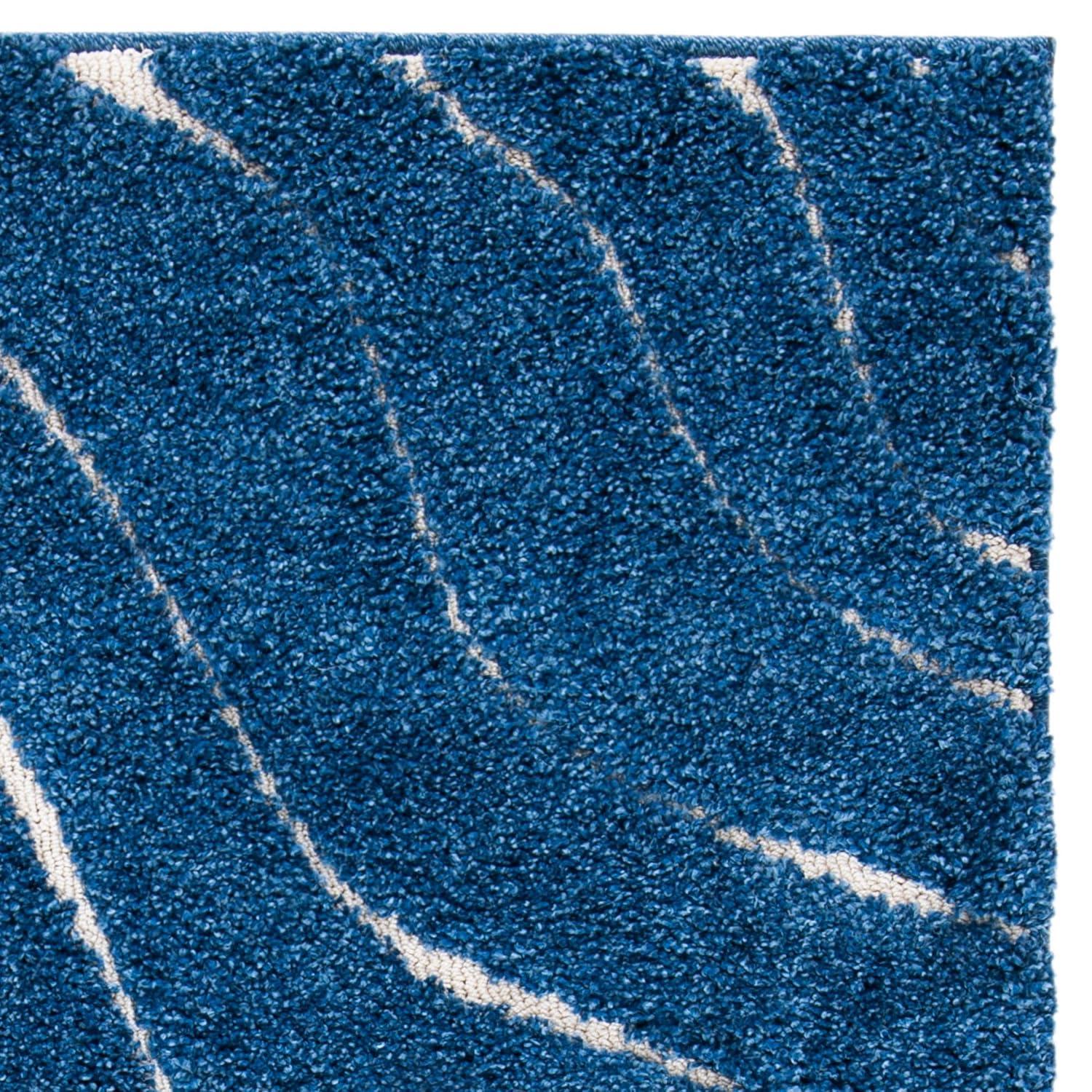 Florida Shag SG472 Power Loomed Indoor Area Rug - Dark Blue/Cream - 6'x9' - Safavieh