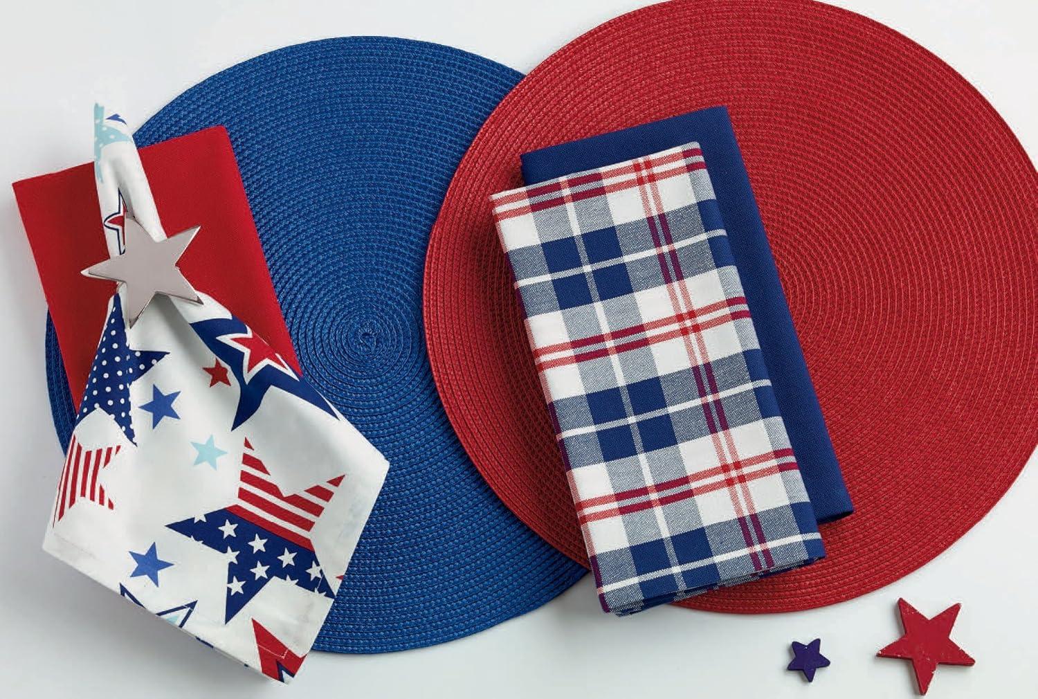 Red Round Braided Placemats Set of 6 for Dining Tables