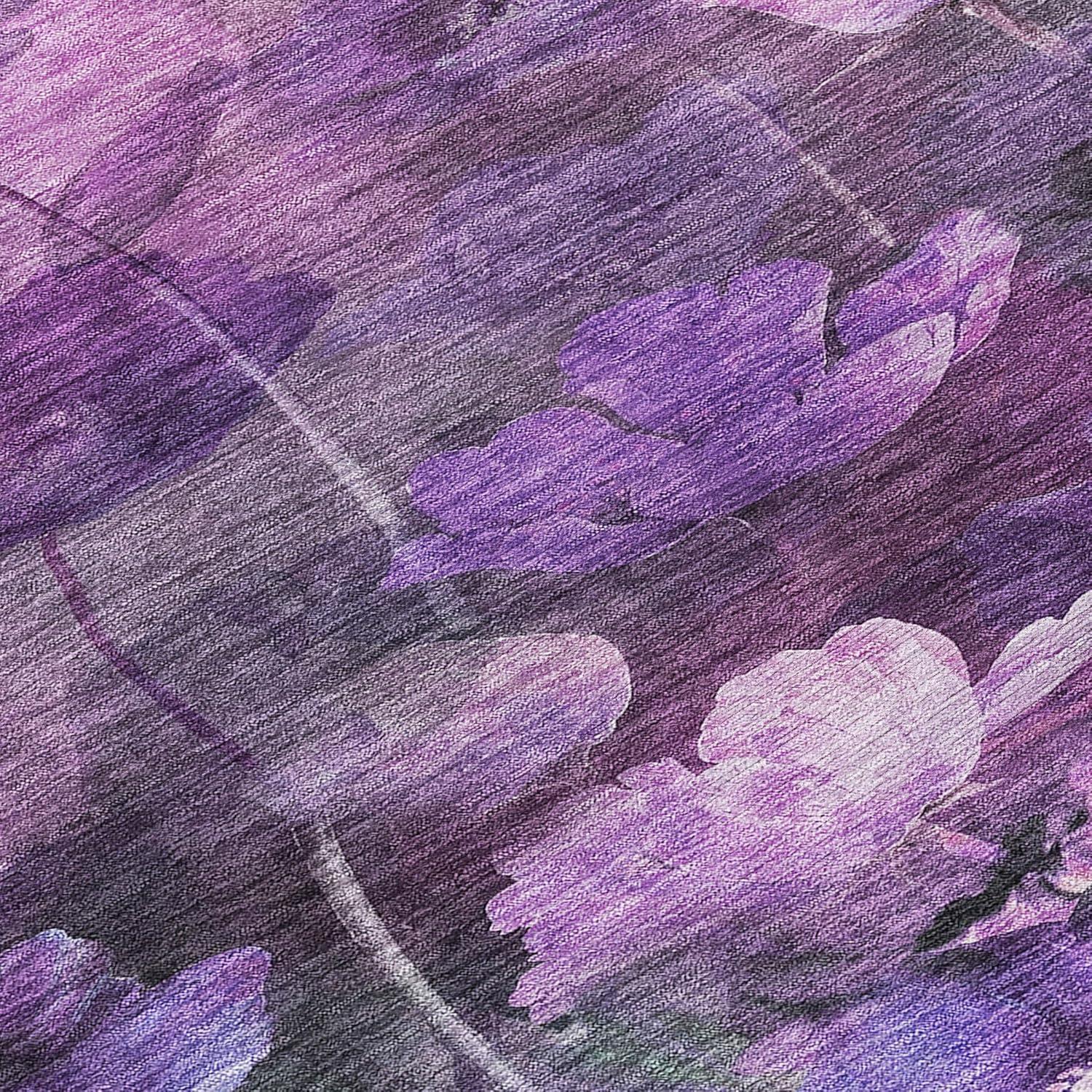 Addison Rugs Chantille Indoor/Outdoor Transitional Floral Purple Washable Rectangle Rug, 3' x 5'