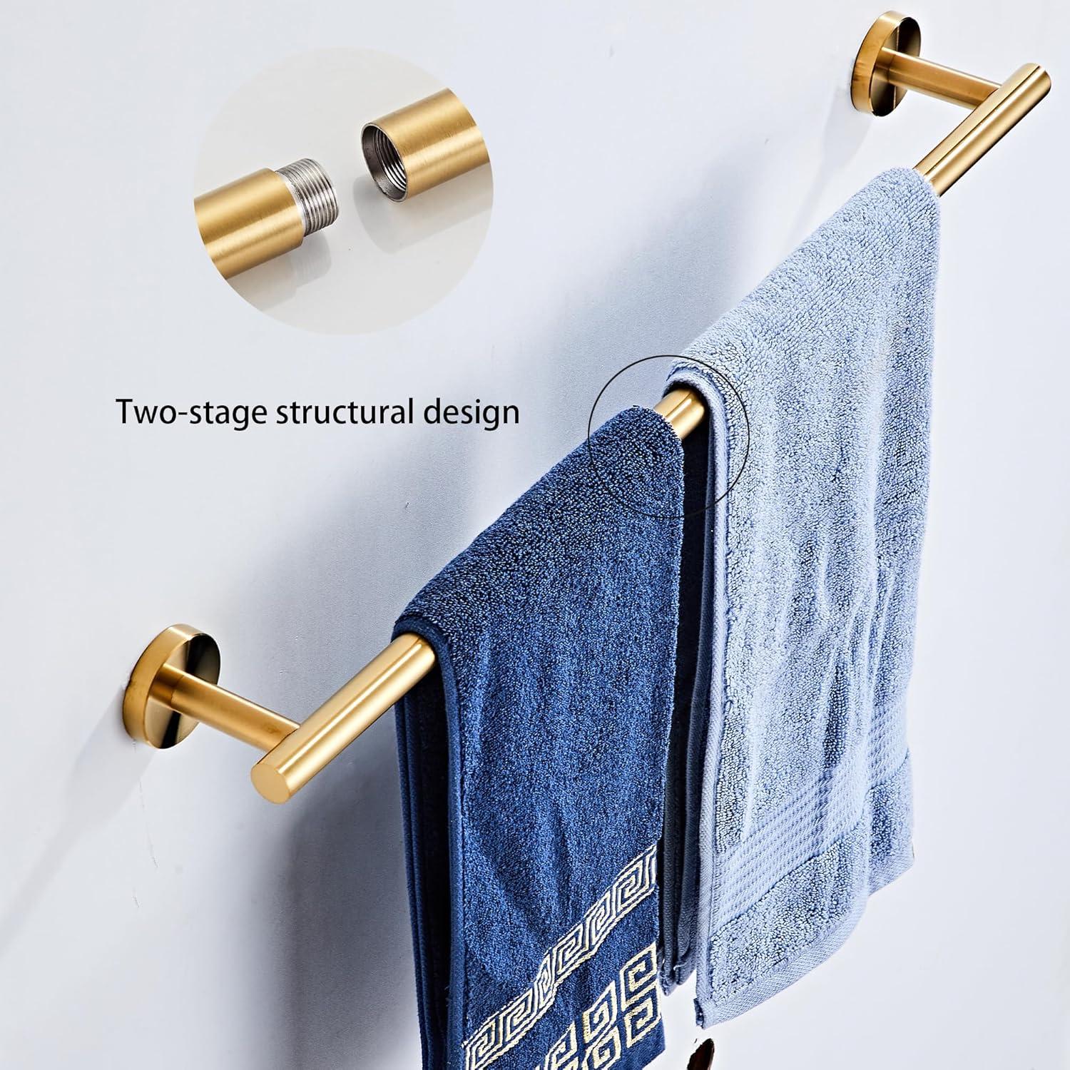 Bathroom Hardware Set 5 Piece With Towel Racks For Bathroom, SUS304 Stainless Steel Bath Towel Bar Set, 24 Inch Wall Mounted Accessories Kit…