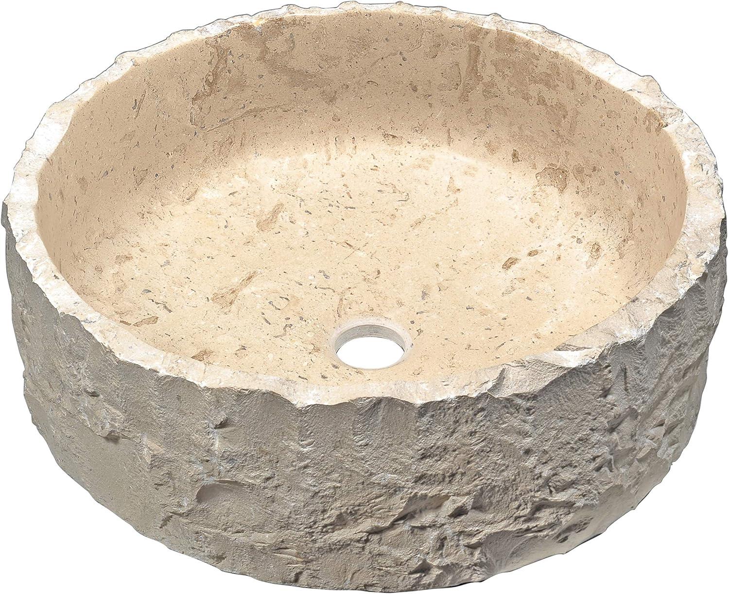 Classic Cream Marble Round Stone Vessel Sink