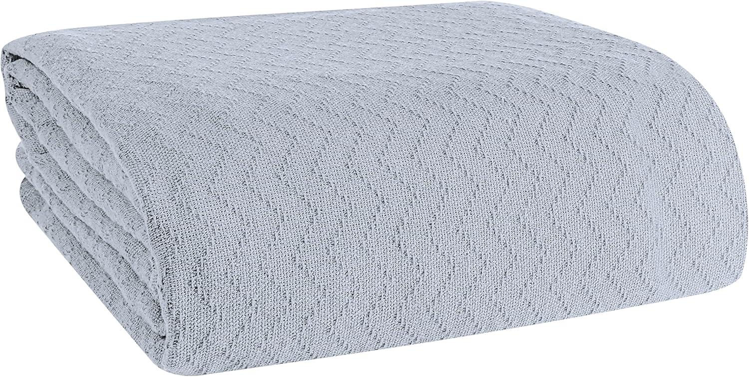 Light Gray Twin Cotton Chevron Blanket