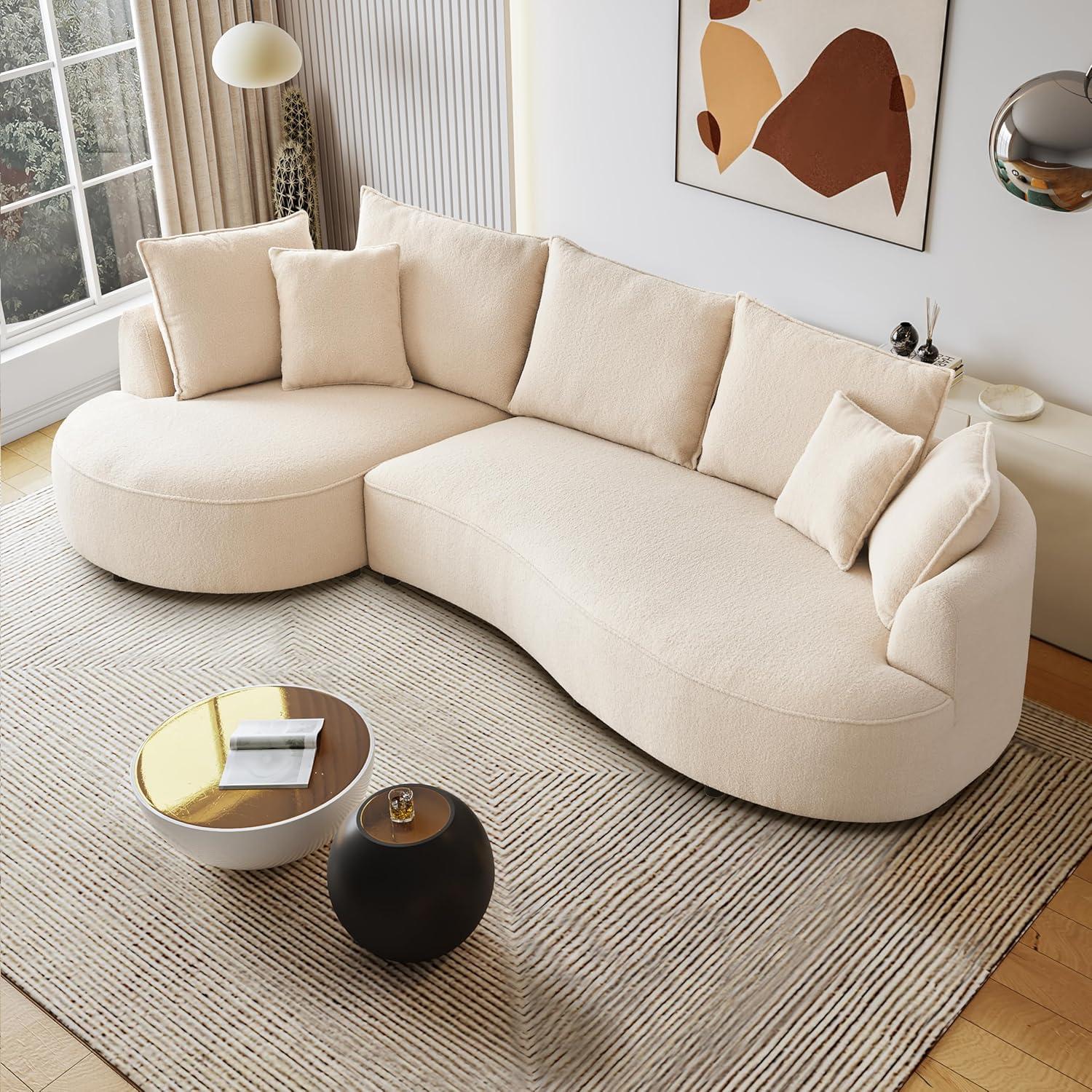 Excellent Future 122.8" Curved Sofa Modern Curved Couch Living Room Modular Sectional Sofa