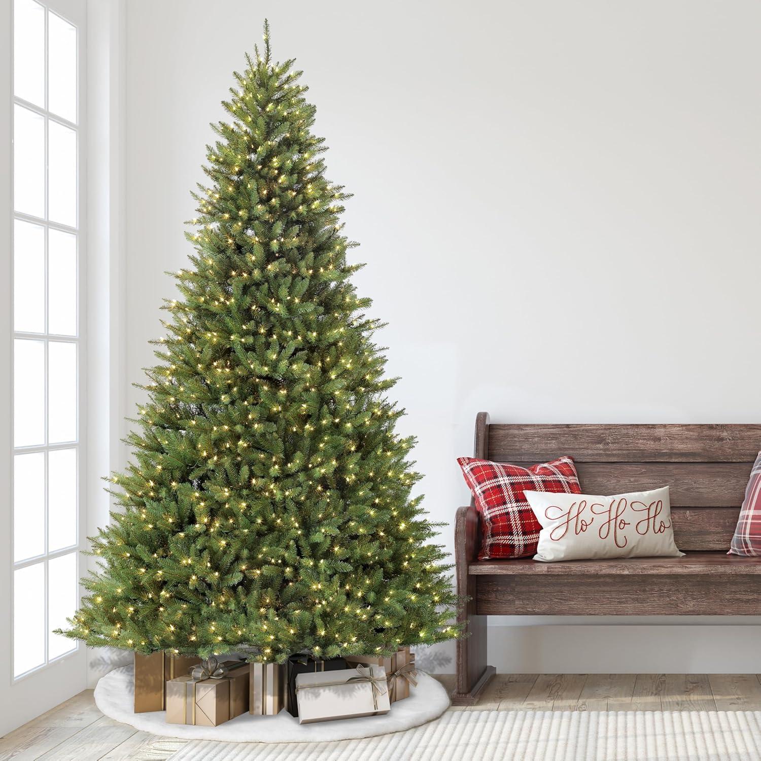 Puleo International 9' Pre-Lit Fraser Fir Artificial Christmas Tree with 1000 Clear UL Listed Lights