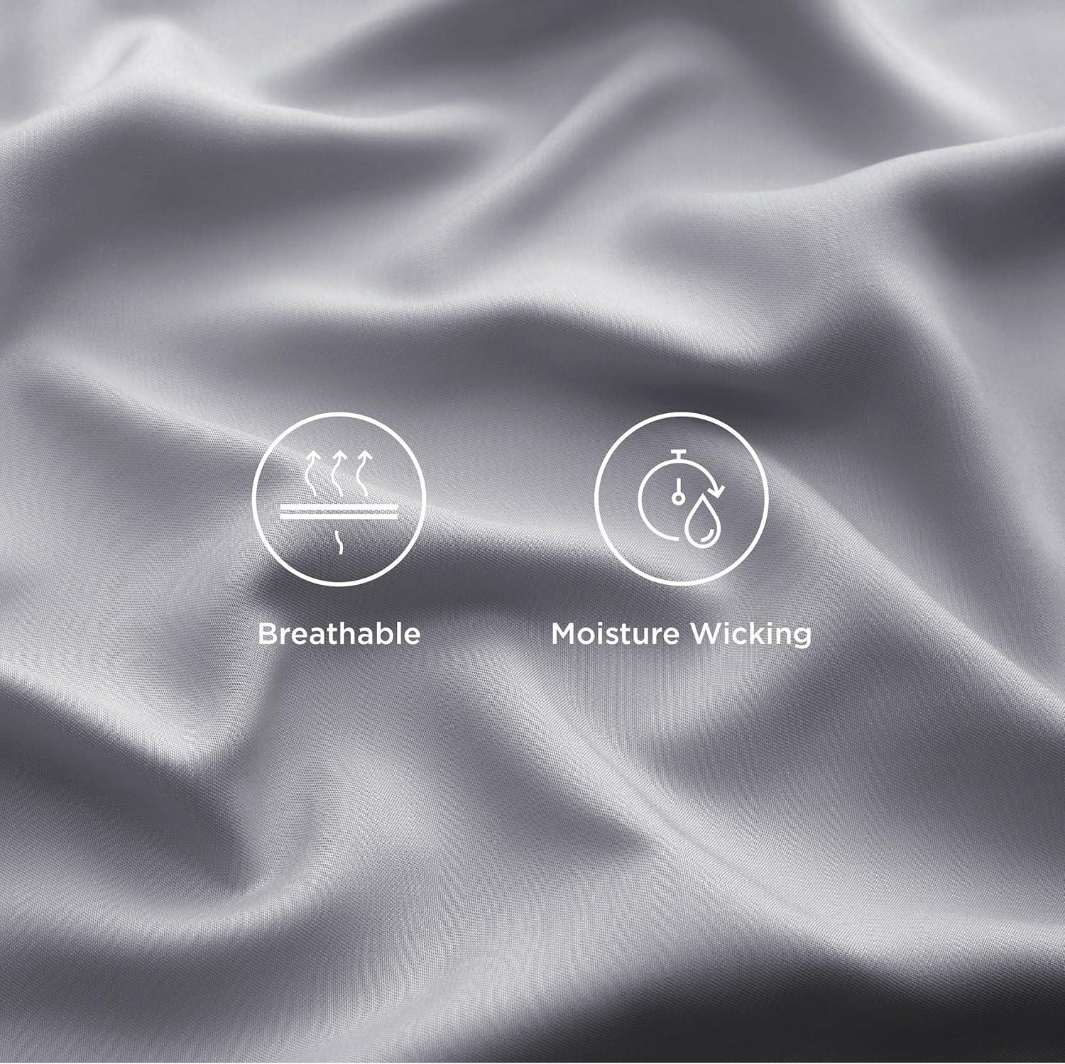 Rayon Derived from Bamboo Sheet Set 3 Pcs Solid Twin Dark Grey - Bedsure