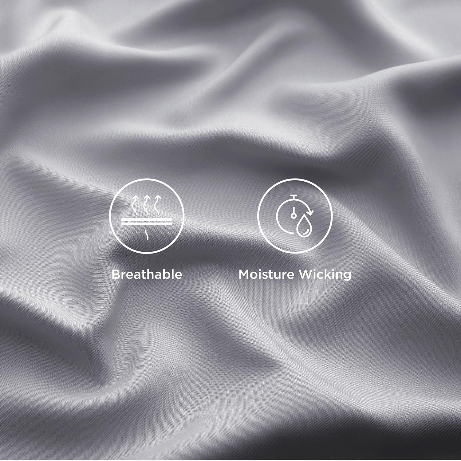 Rayon Derived from Bamboo Sheet Set 3 Pcs Solid Twin Dark Grey - Bedsure