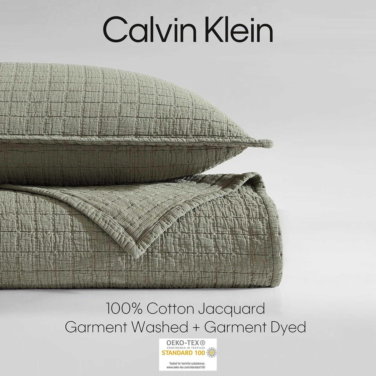 Calvin Klein Essential Garment Washed Solid Reversible Cotton Coverlet