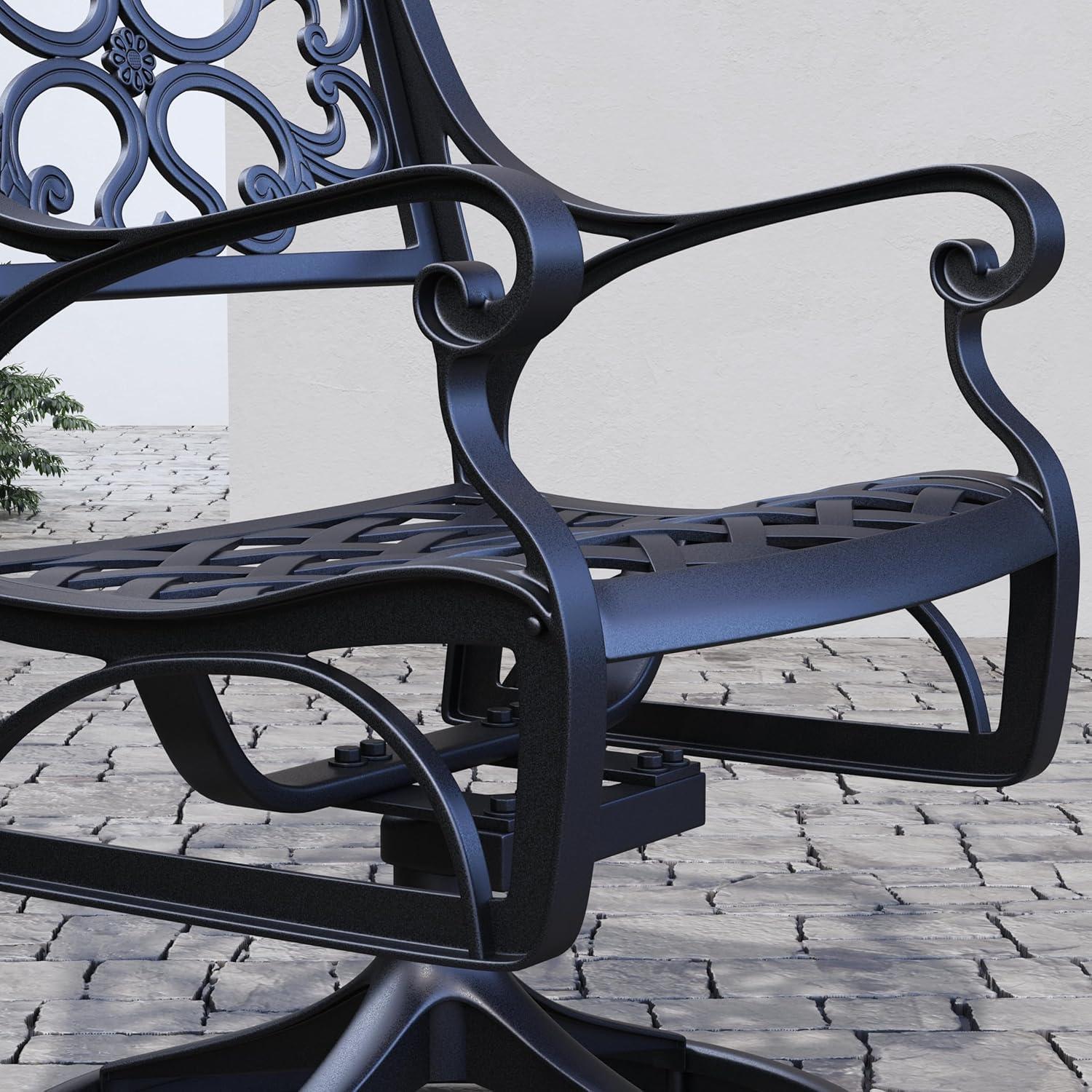 Homestyles Sanibel Aluminum Outdoor Swivel Rocking Chair in Black