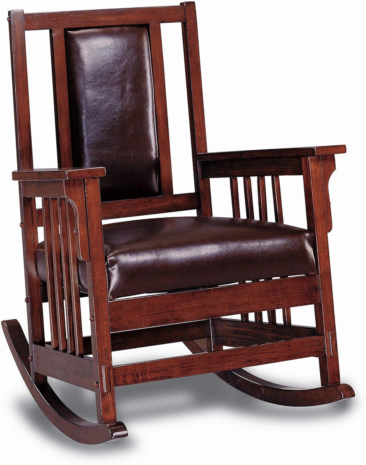 Coaster Ida Wood Upholstered Rocking Chair Tobacco and Dark Brown