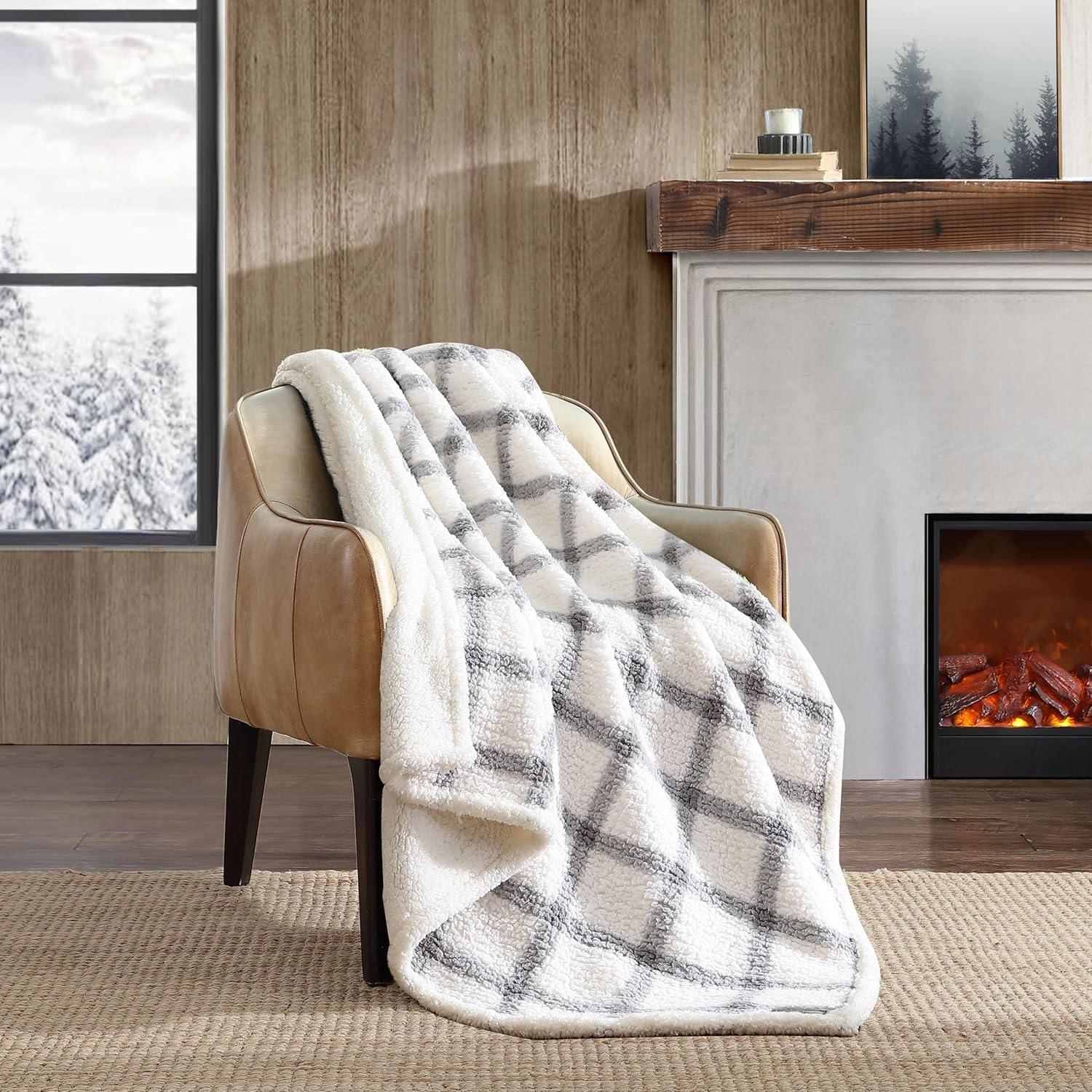 Eddie Bauer Printed Sherpa Reversible Throw Blankets