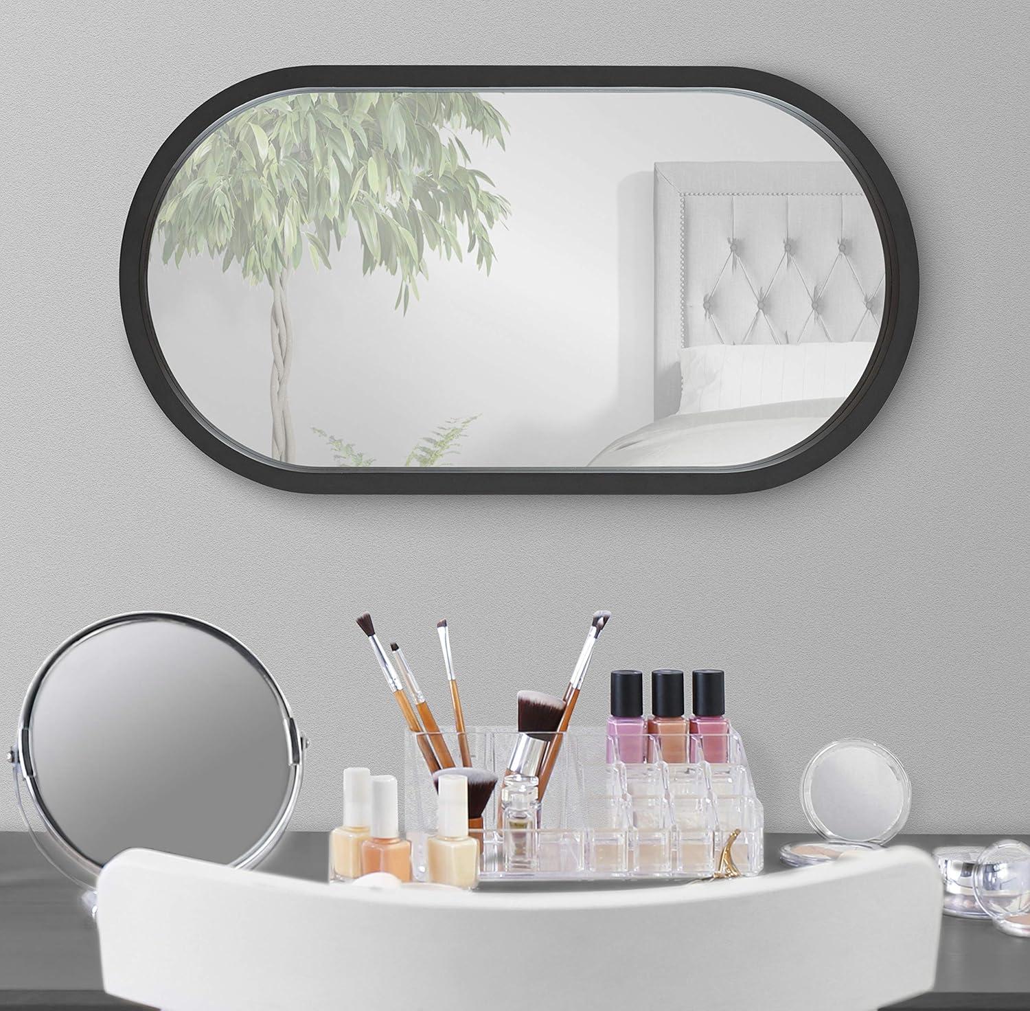 12" x 24" Travis Oval Wall Mirror Gold - Kate & Laurel All Things Decor: Modern MDF Frame, No Assembly Required
