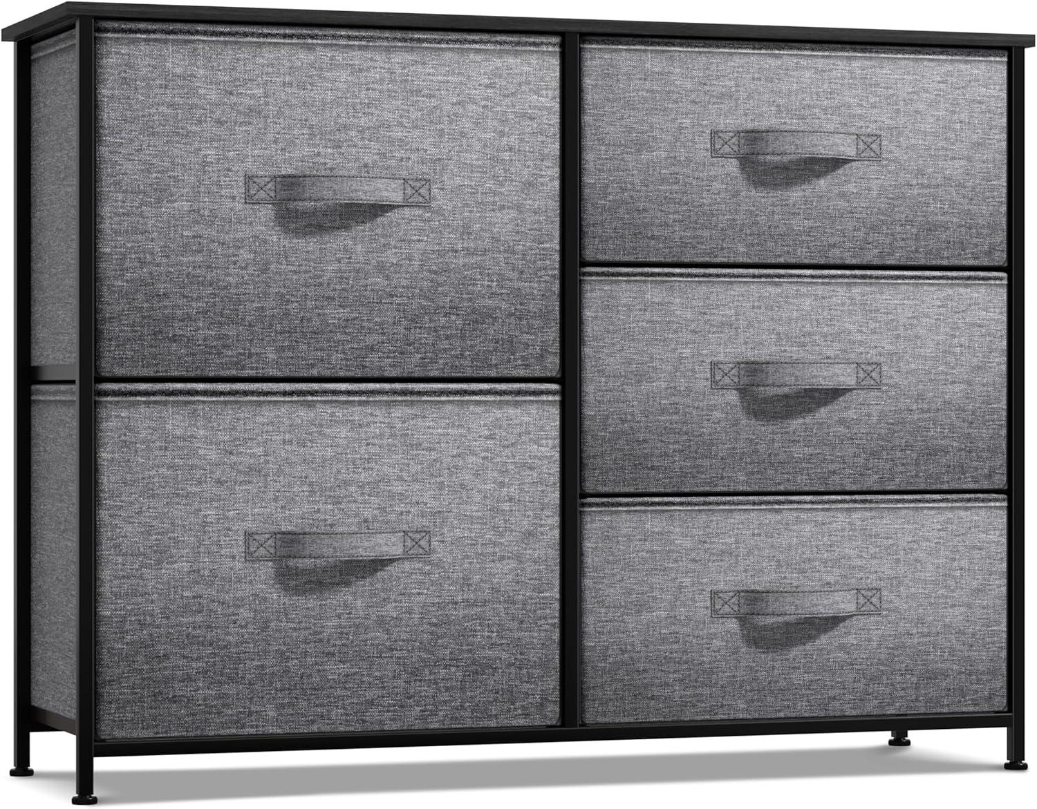 Sorbus Dresser with 7 Drawers - Chest Organizer Tower Unit with Steel Frame, Wood Top, Easy Pull Fabric Bins - Storage Furniture for Bedroom, Hallway, Closet & Office Organization