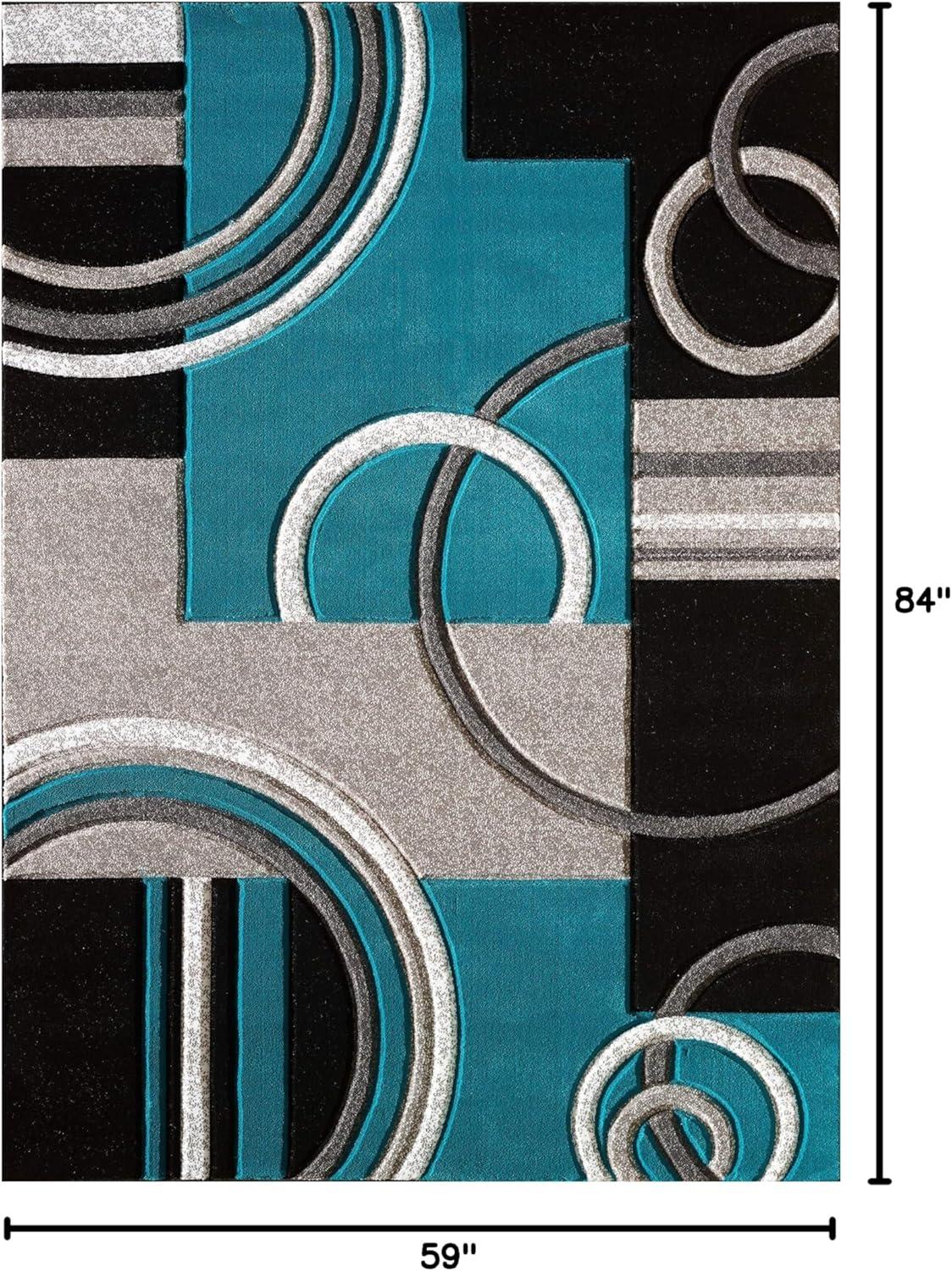 GLORY RUGS Area Rug Modern Soft Hand Carved Contemporary Floor Carpet with Premium Fluffy Texture for Indoor Living Dining Room and Bedroom Area (4x6, Turquoise)