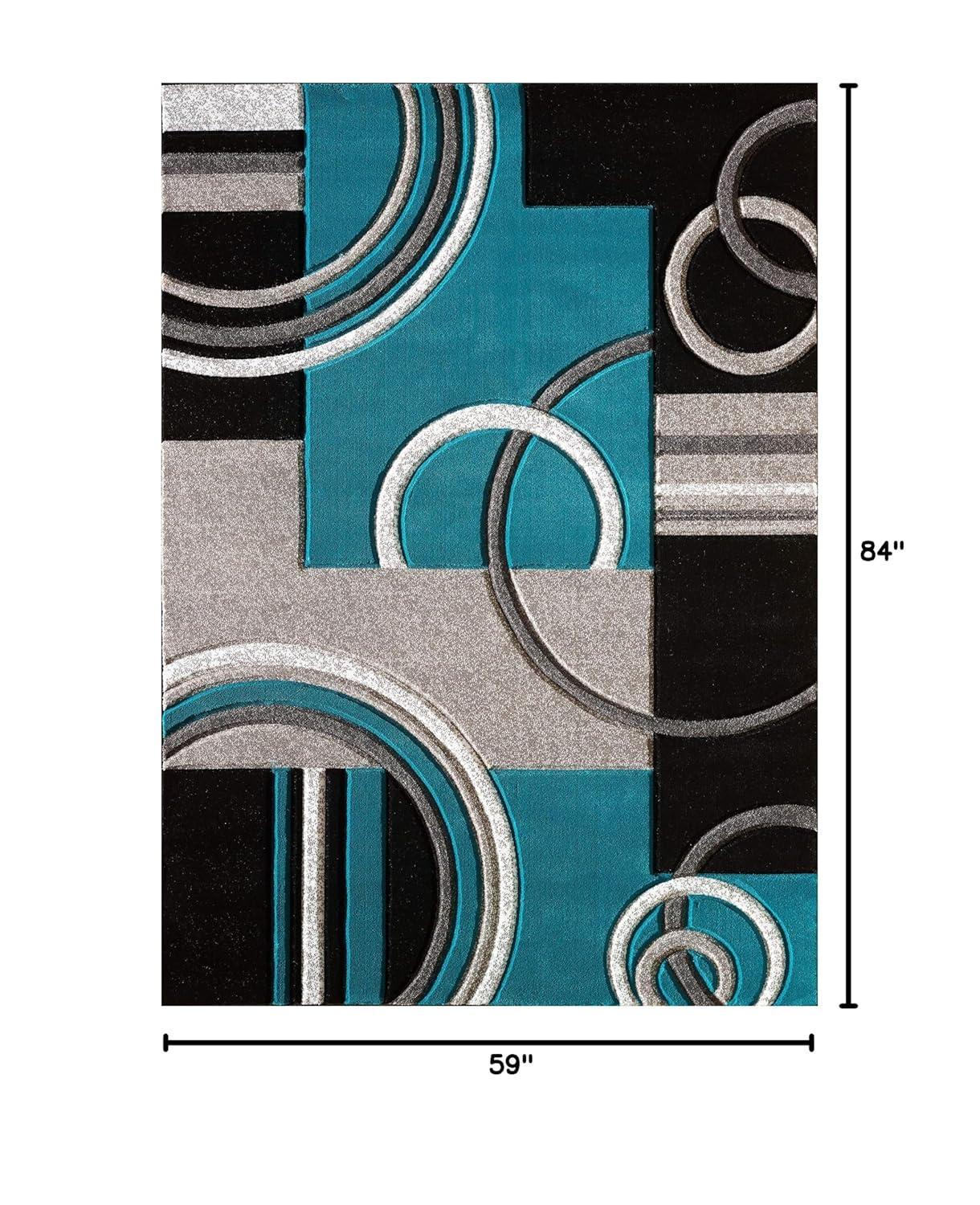 GLORY RUGS Area Rug Modern Soft Hand Carved Contemporary Floor Carpet with Premium Fluffy Texture for Indoor Living Dining Room and Bedroom Area (4x6, Turquoise)