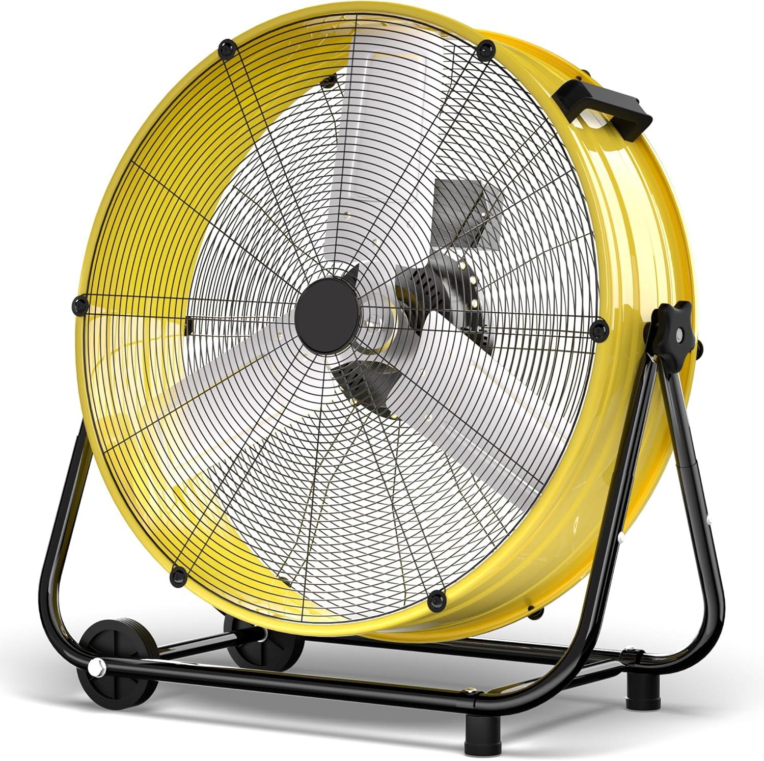 Uthfy 14000 CFM Heavy Duty Industrial Drum Fan, 30 Inch 550W High Velocity Floor Fan with 3 Speeds, 360° Tilt Metal Garage Fan for Warehouse, Commercial, Workshop, Factory and Basement