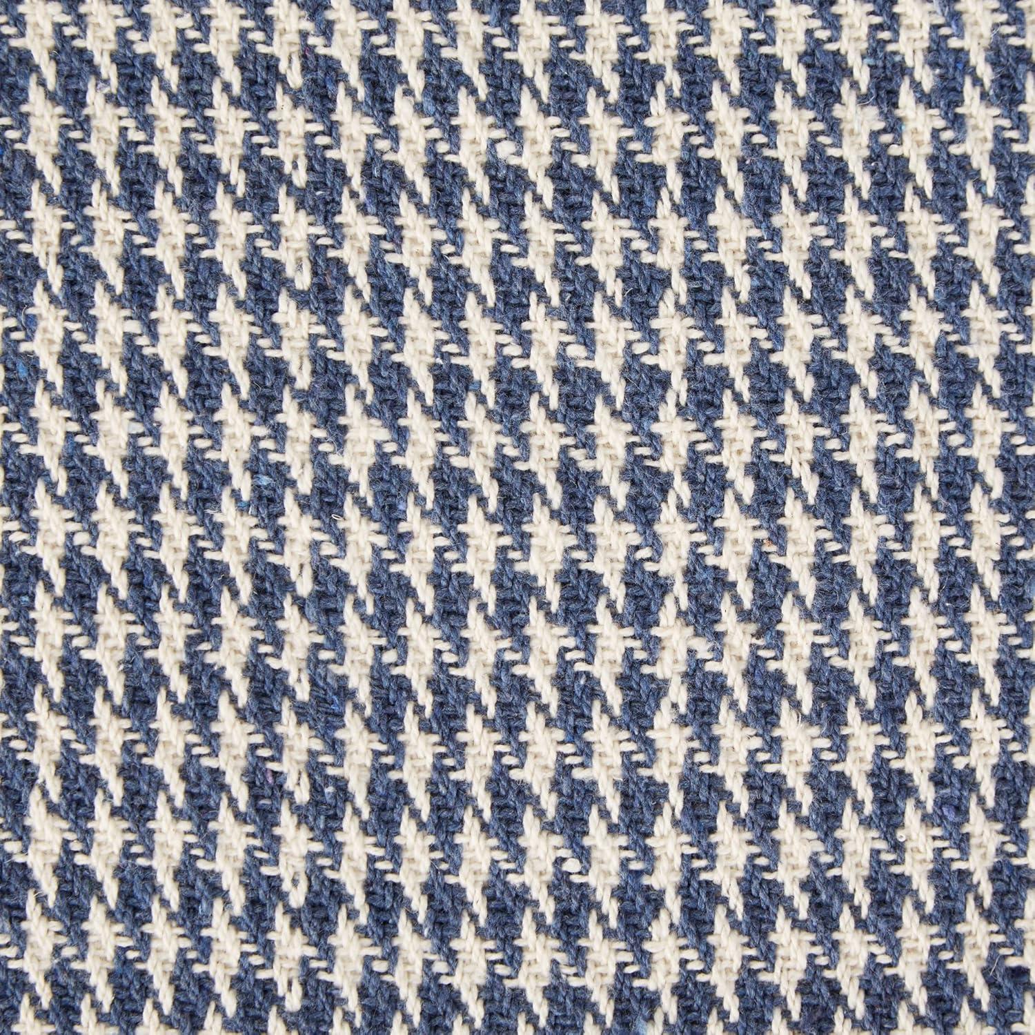 DII 60x50" Modern Cotton Houndstooth Throw in French Blue/White