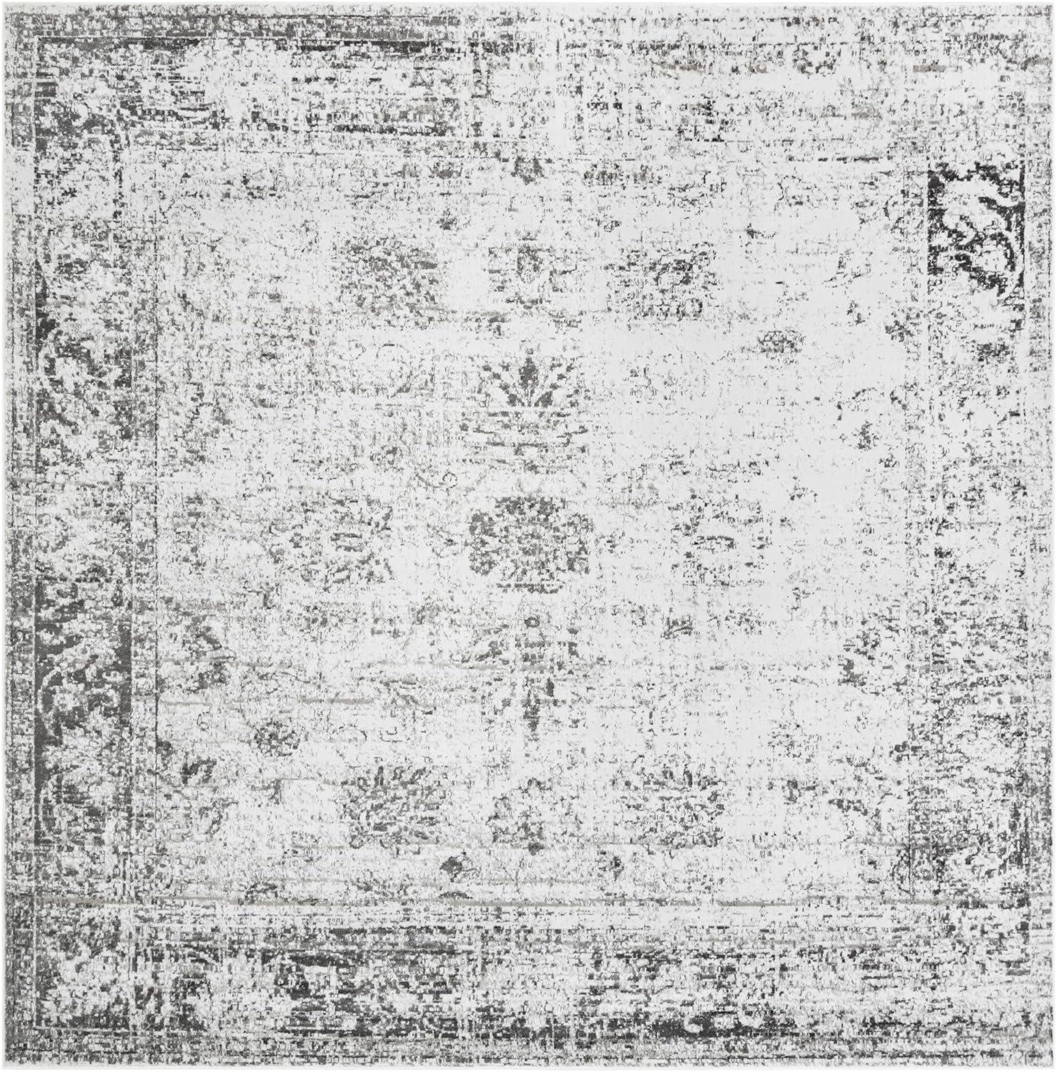 Sofia Collection 13' Square Gray and Beige Synthetic Rug