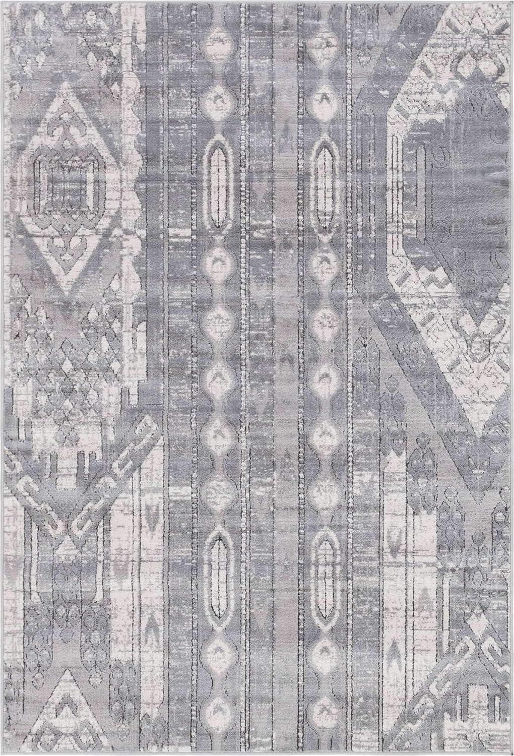 Unique Loom Portland Collection Area Rug - Orford (4' 1" x 6' 1" Rectangle Gray/Beige)