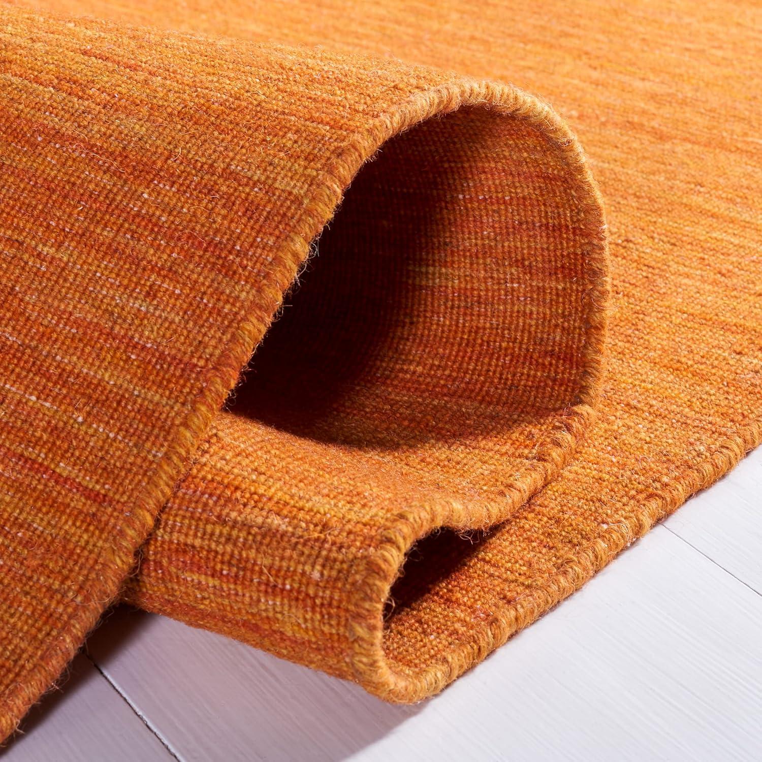 Bohemian Chic Hand-Woven Wool and Cotton Rug 8' x 10' - Orange