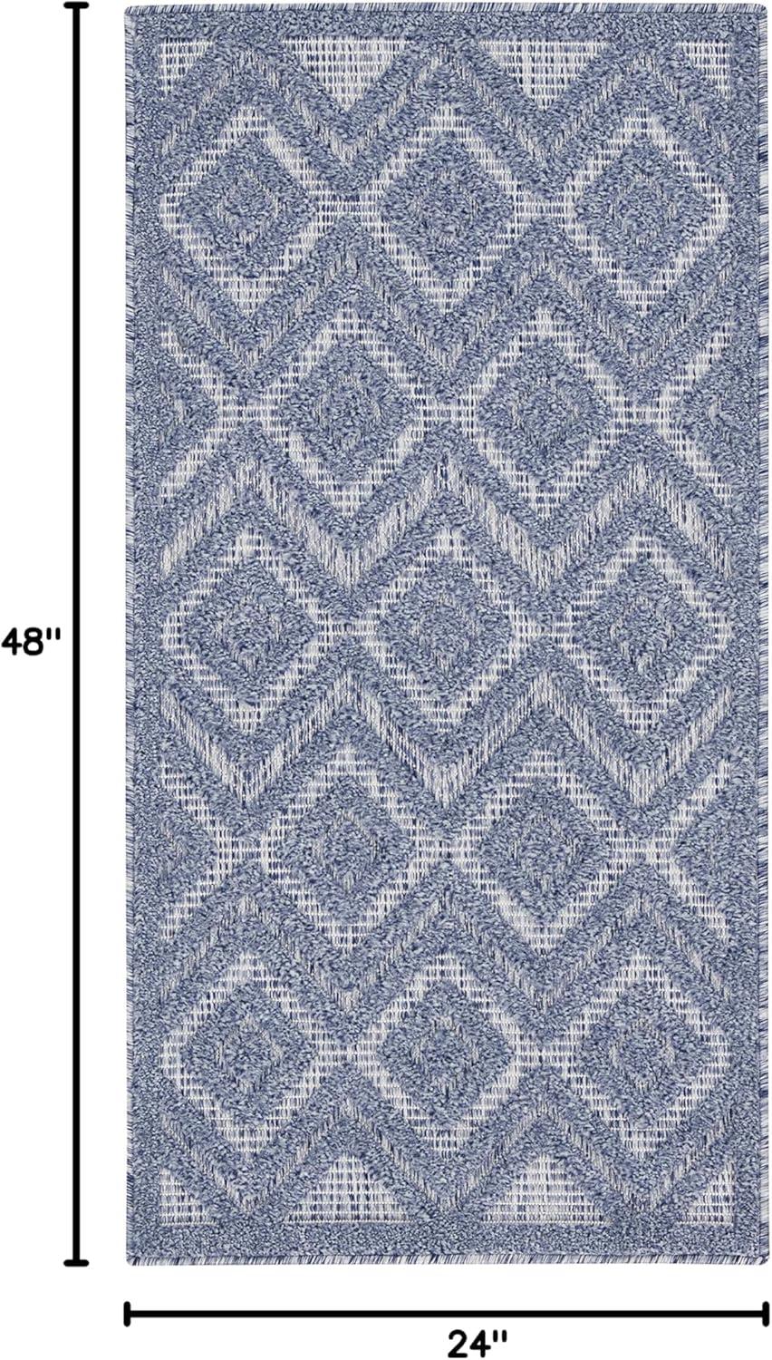 Nourison Versatile 2' x 4' Denim Blue Indoor Outdoor Rug