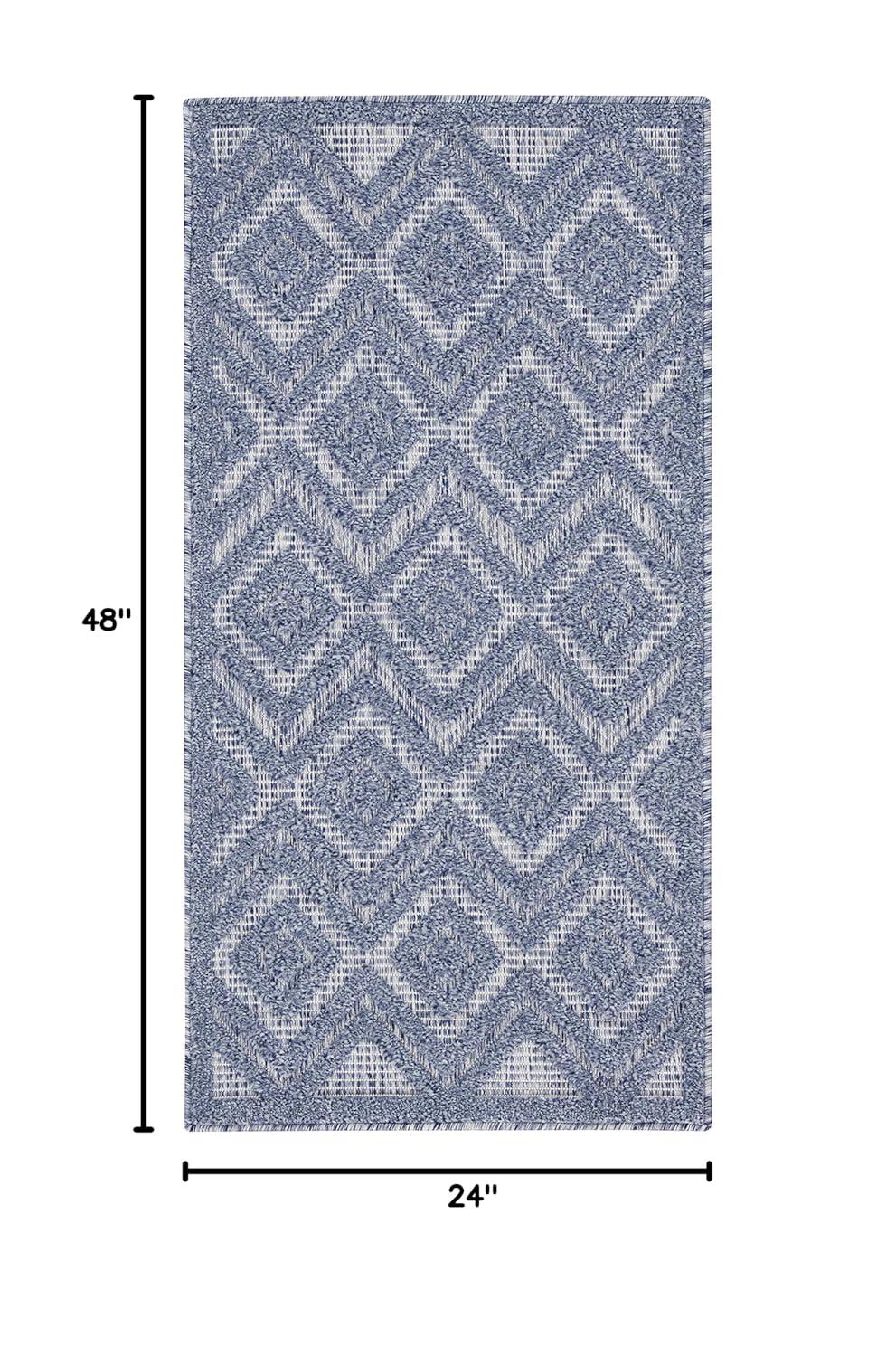 Nourison Versatile 2' x 4' Denim Blue Indoor Outdoor Rug